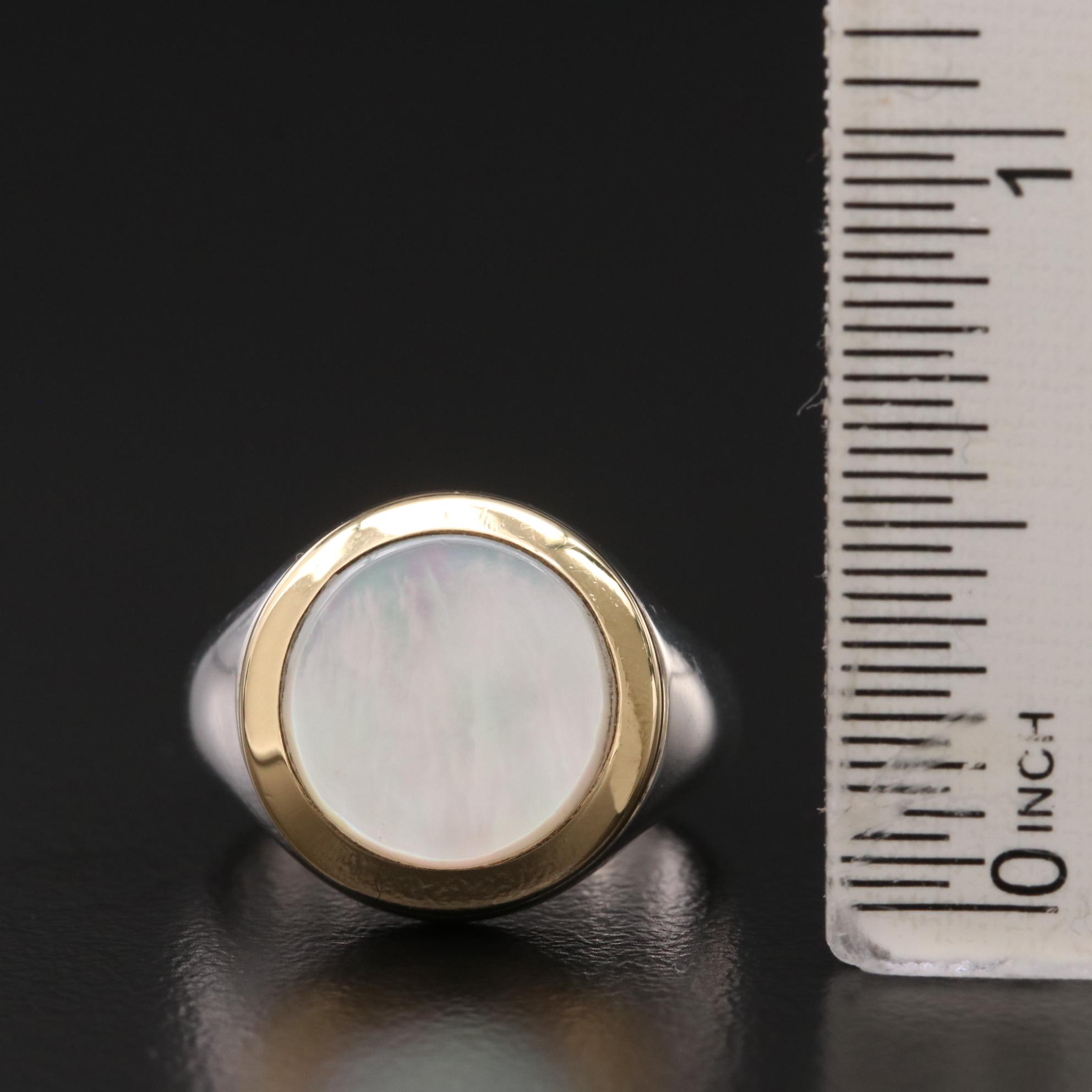 Tiffany & Co. Sterling Mother of Pearl Ring with 18K Accents