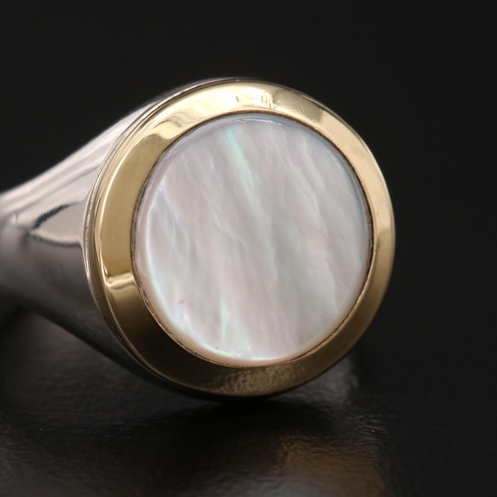 Tiffany & Co. Sterling Mother of Pearl Ring with 18K Accents