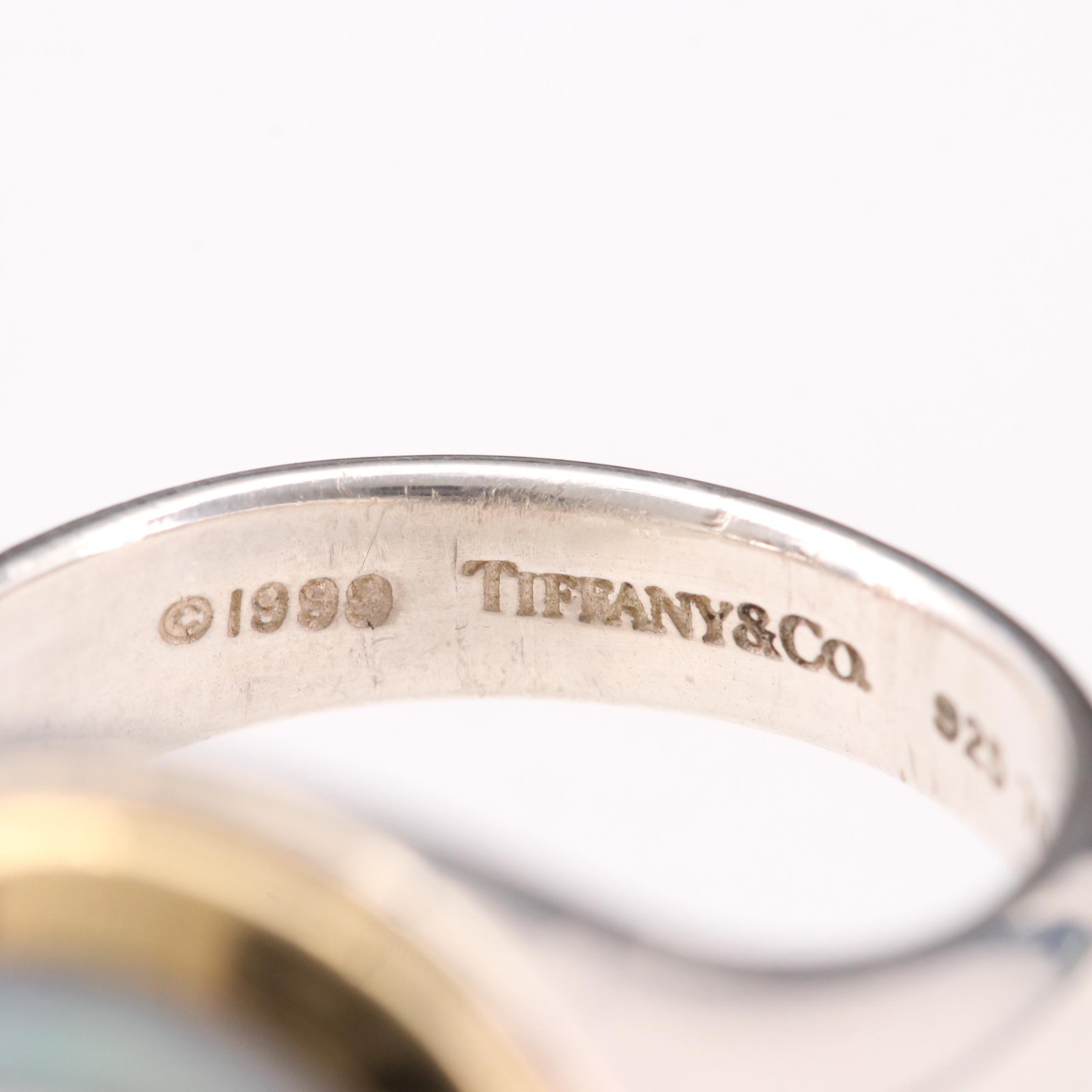 Tiffany & Co. Sterling Mother of Pearl Ring with 18K Accents