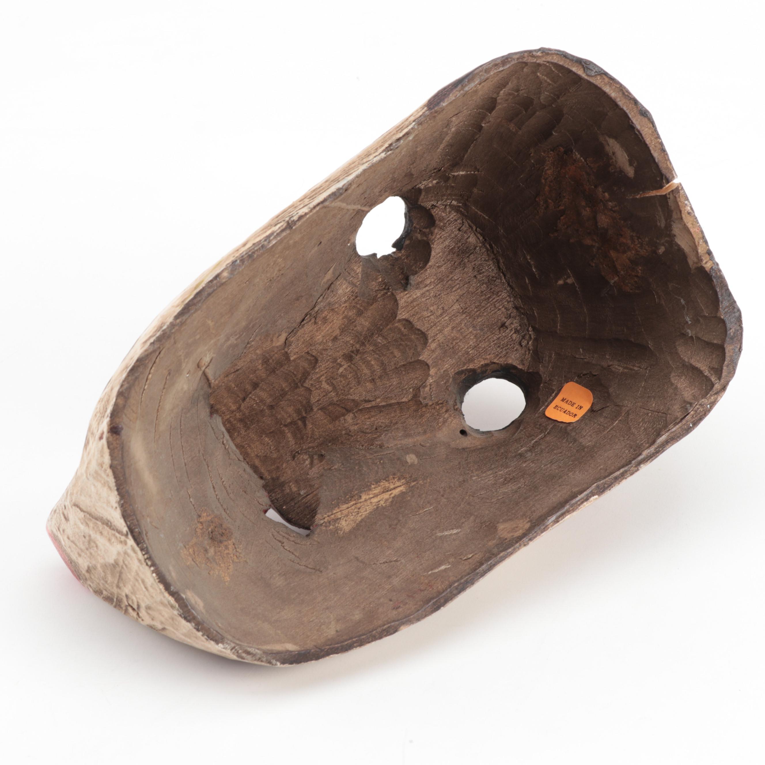 Ecuadorian Folk Art Carved and Polychromed Wood Spirit Mask