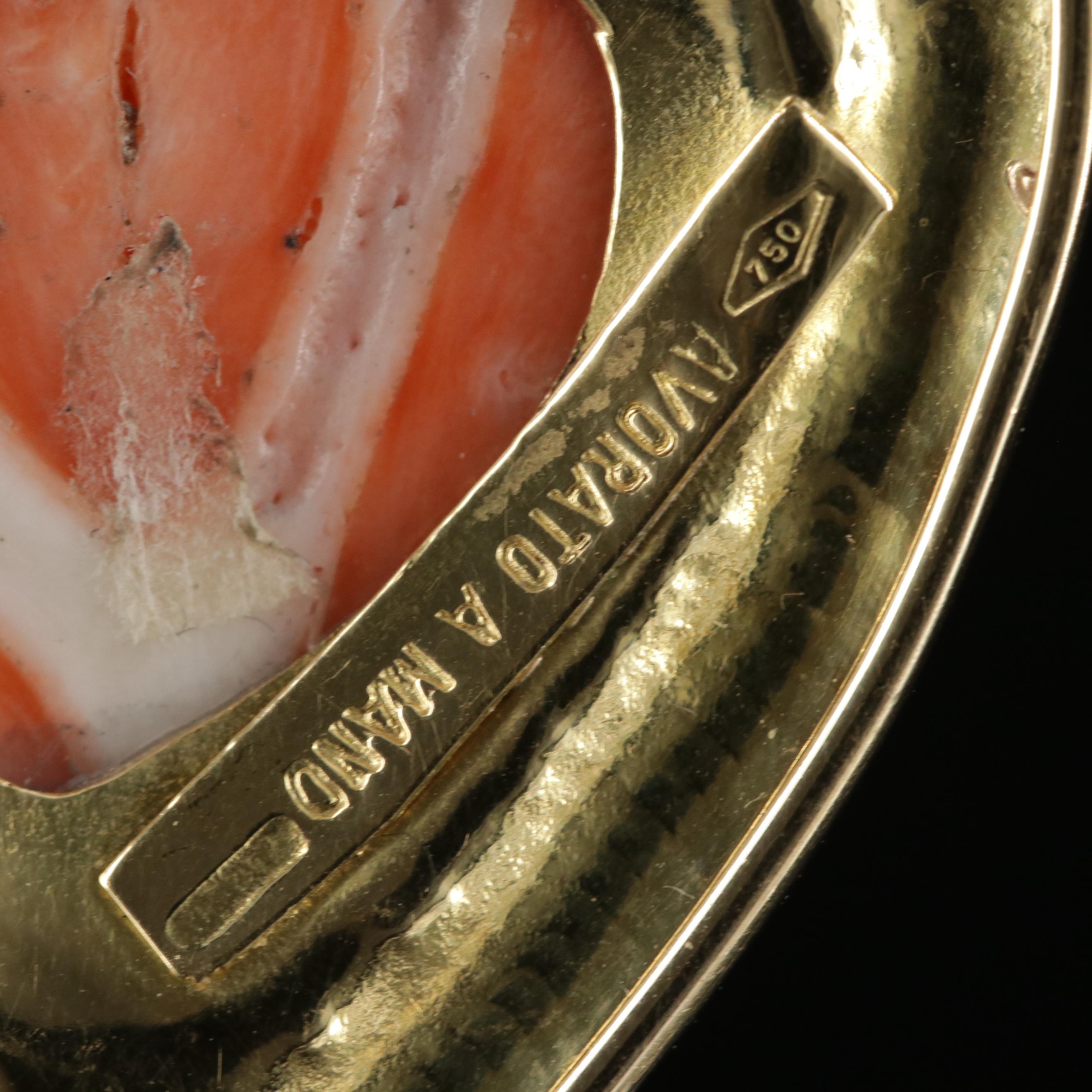 18K Gold Coral Heart Pendant