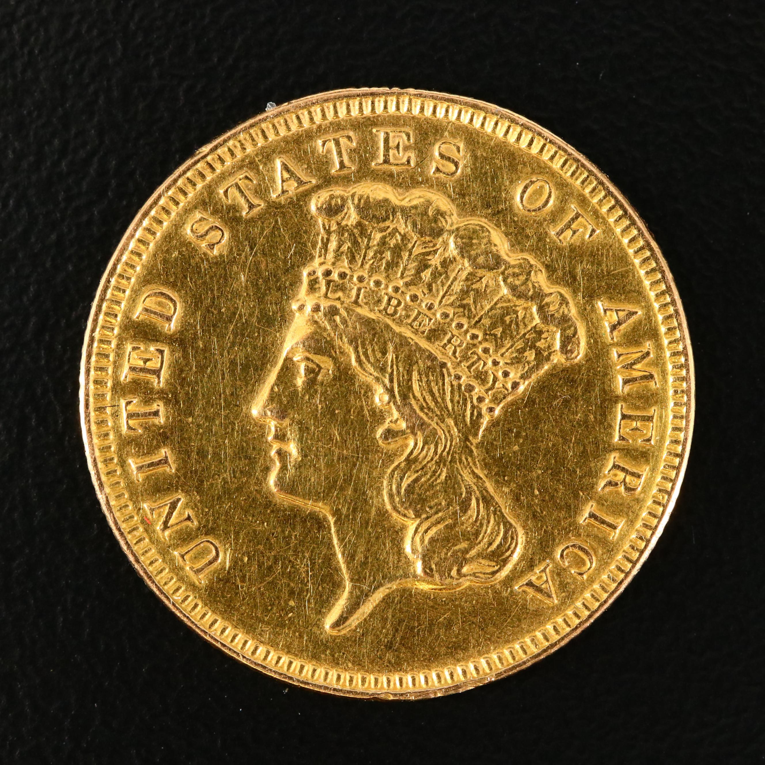1859 Indian Princess Head $3 Gold Coin