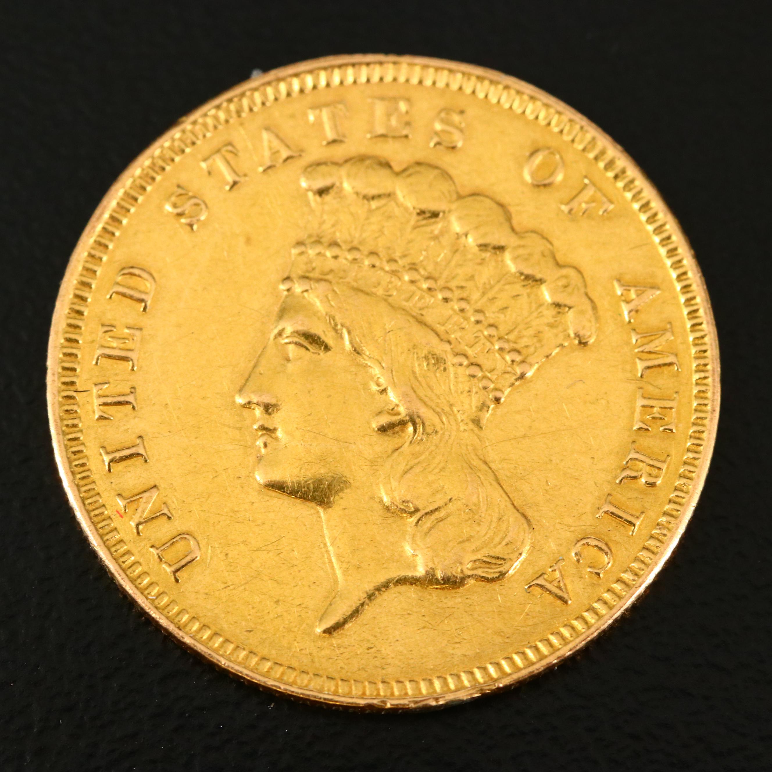 1859 Indian Princess Head $3 Gold Coin