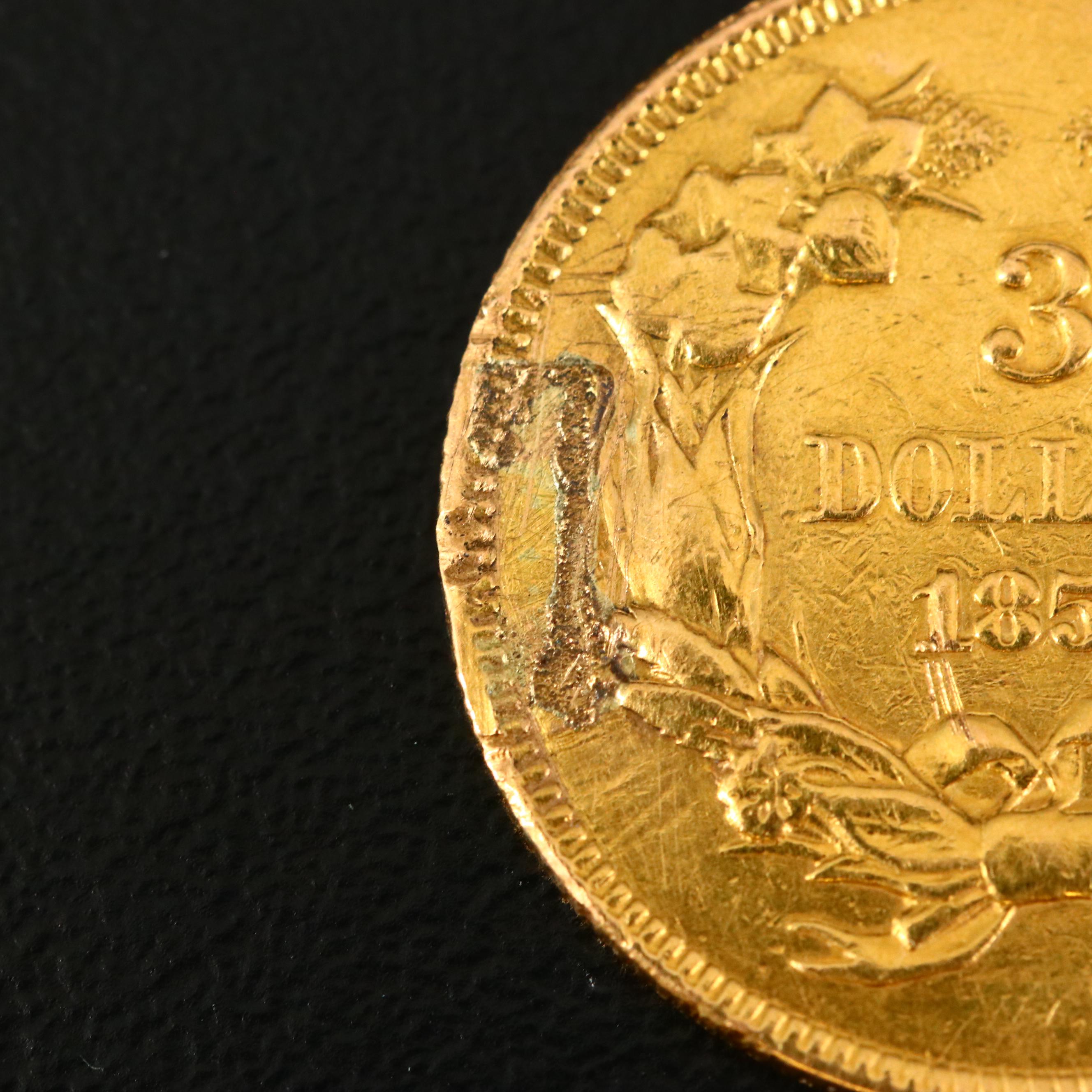 1859 Indian Princess Head $3 Gold Coin