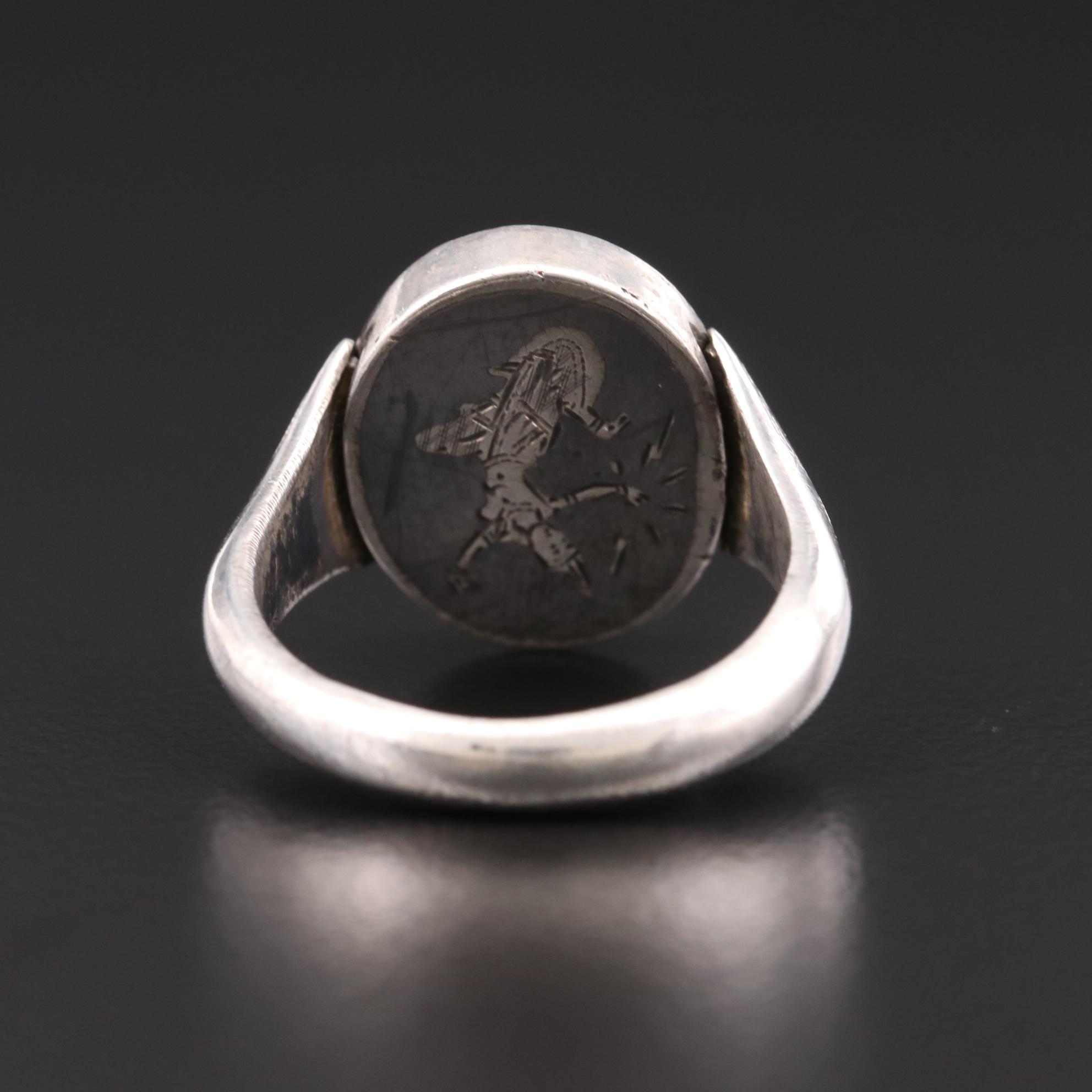 Niello Sterling Silver Flip Ring