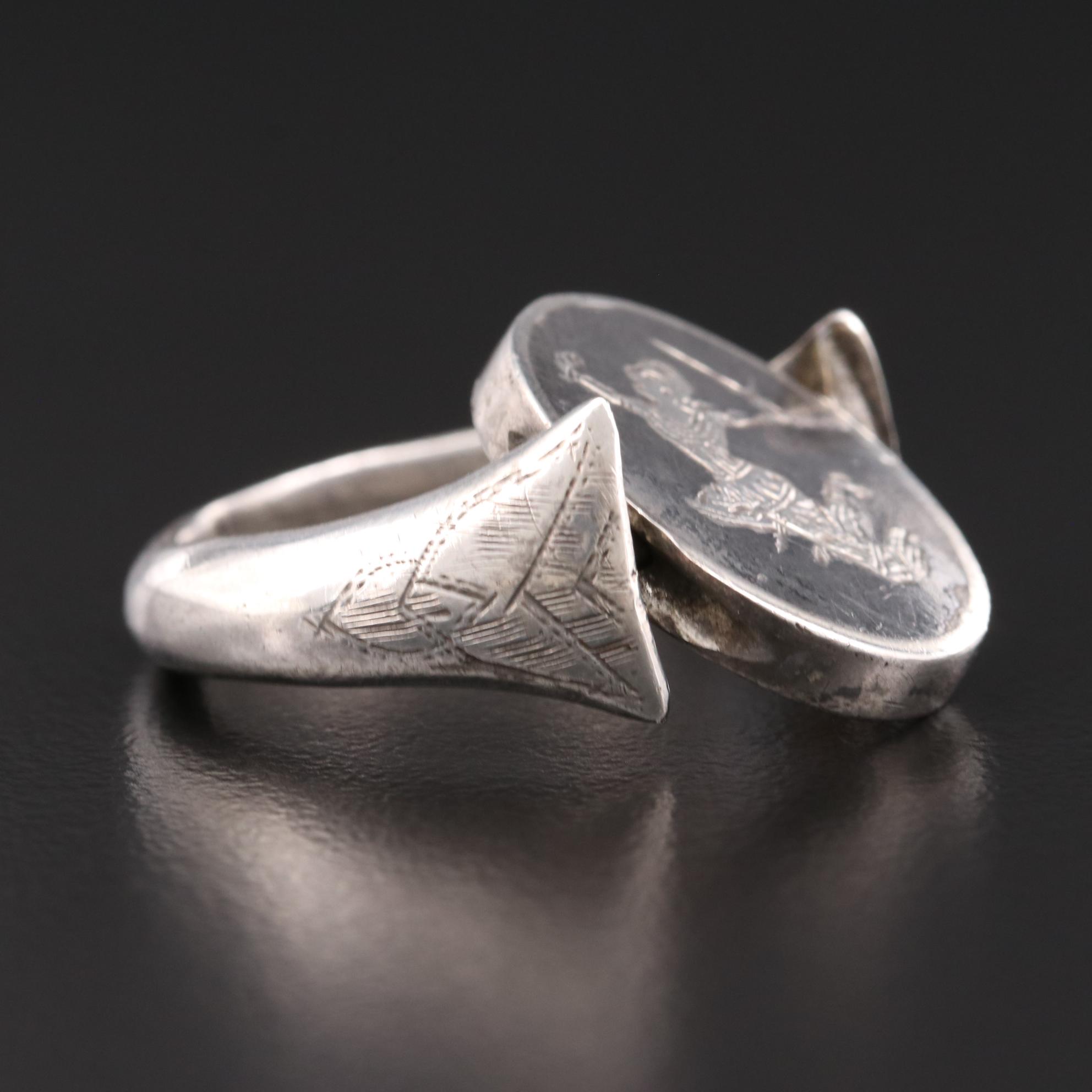 Niello Sterling Silver Flip Ring