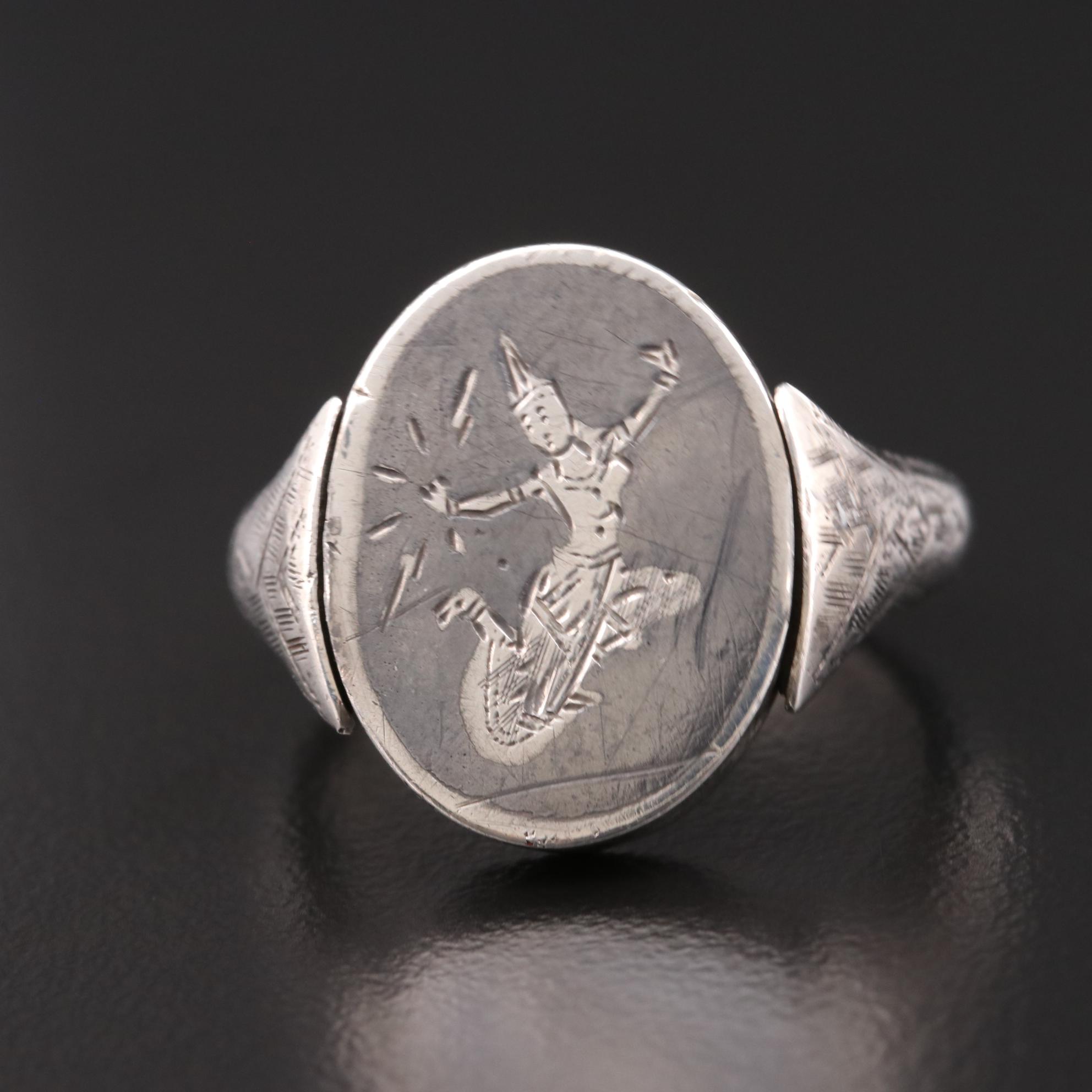 Niello Sterling Silver Flip Ring