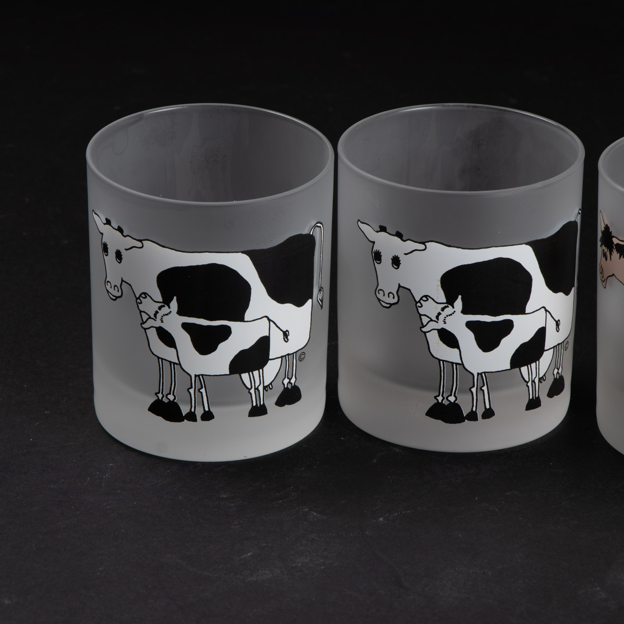 Dartington Designs "Farm Animals" Frosted Double Old Fashioned Glasses