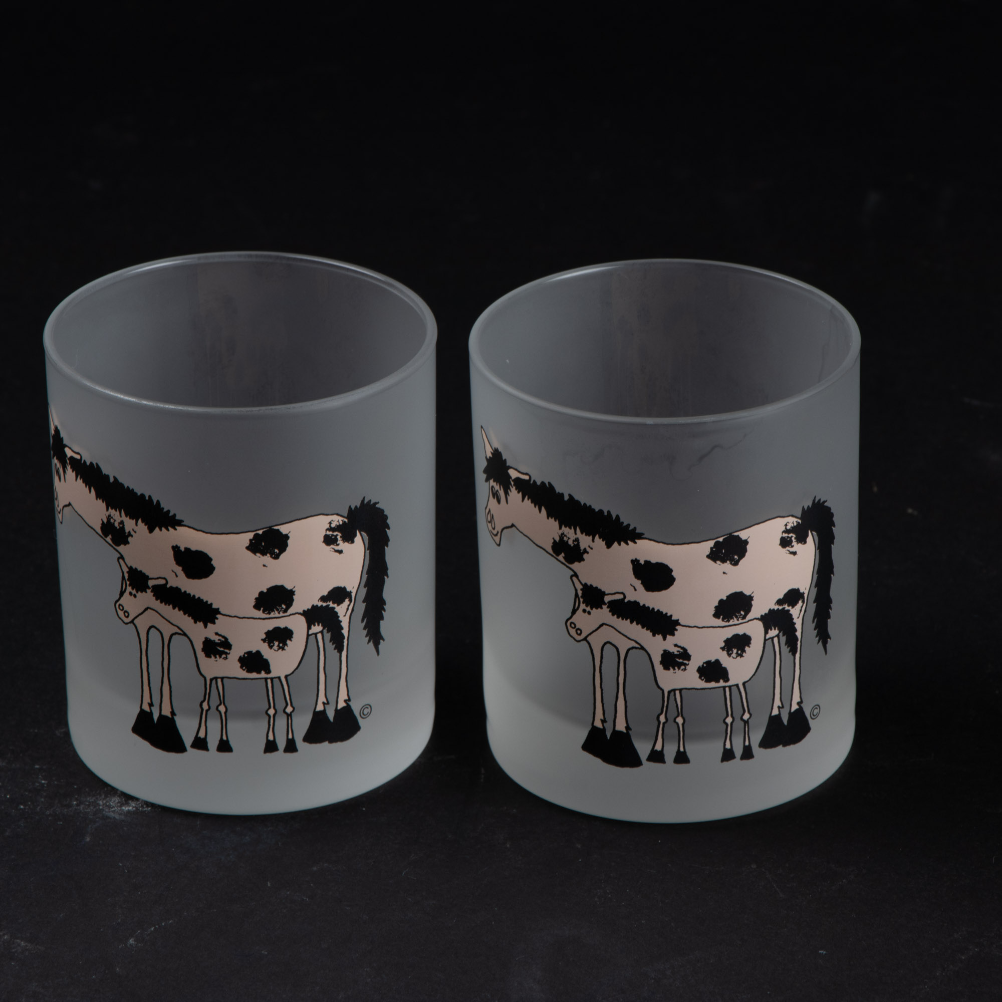 Dartington Designs "Farm Animals" Frosted Double Old Fashioned Glasses