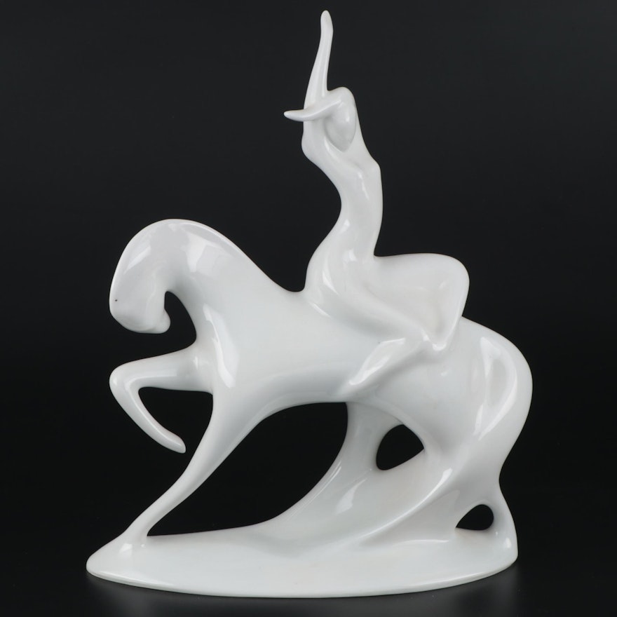 Royal Dux "Lady Godiva" Porcelain Figurine Designed by Jaroslav Jezek