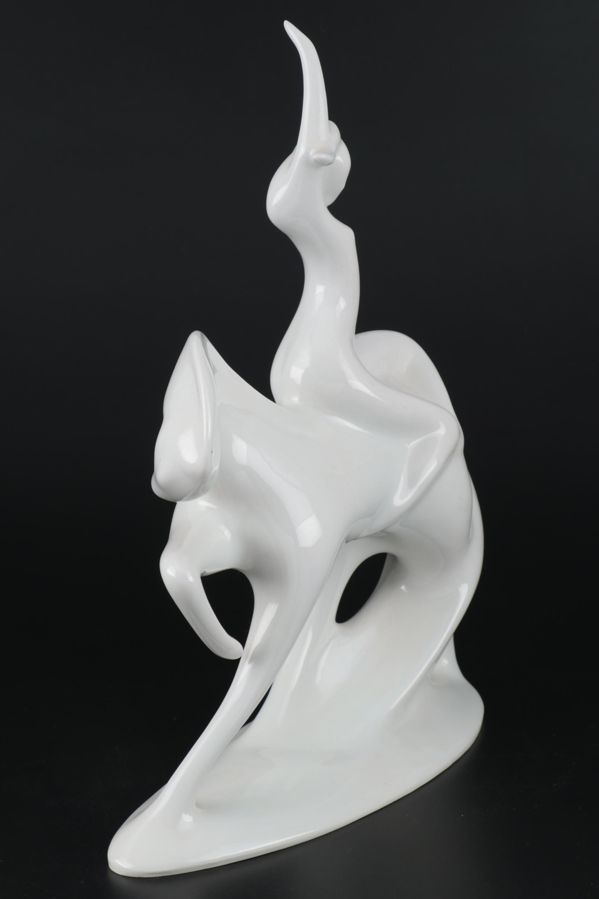 Royal Dux "Lady Godiva" Porcelain Figurine Designed by Jaroslav Jezek