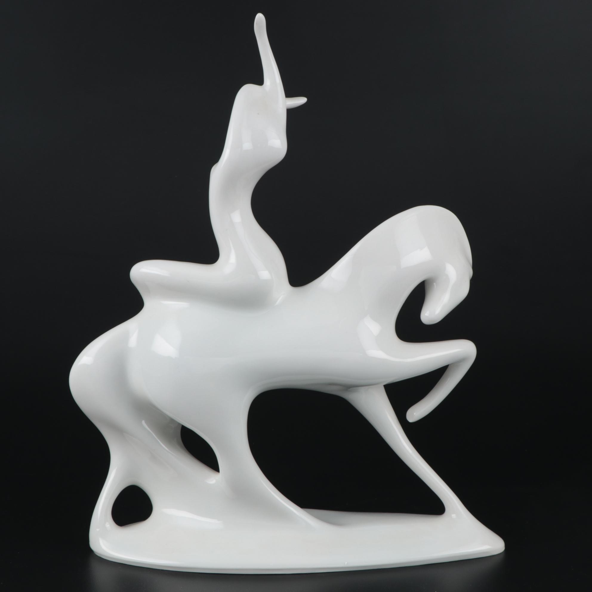 Royal Dux "Lady Godiva" Porcelain Figurine Designed by Jaroslav Jezek