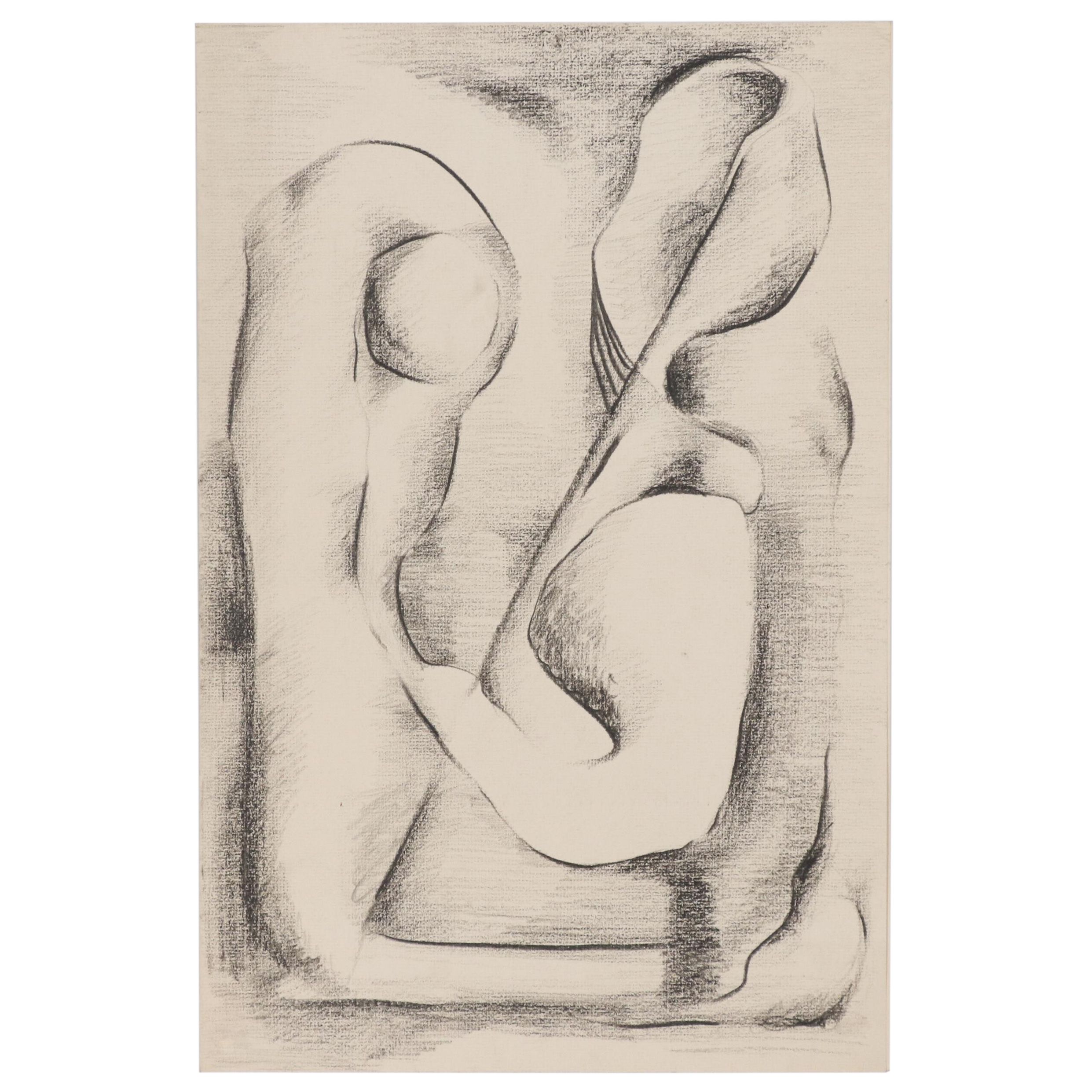W. Glen Davis Abstract Charcoal Drawing