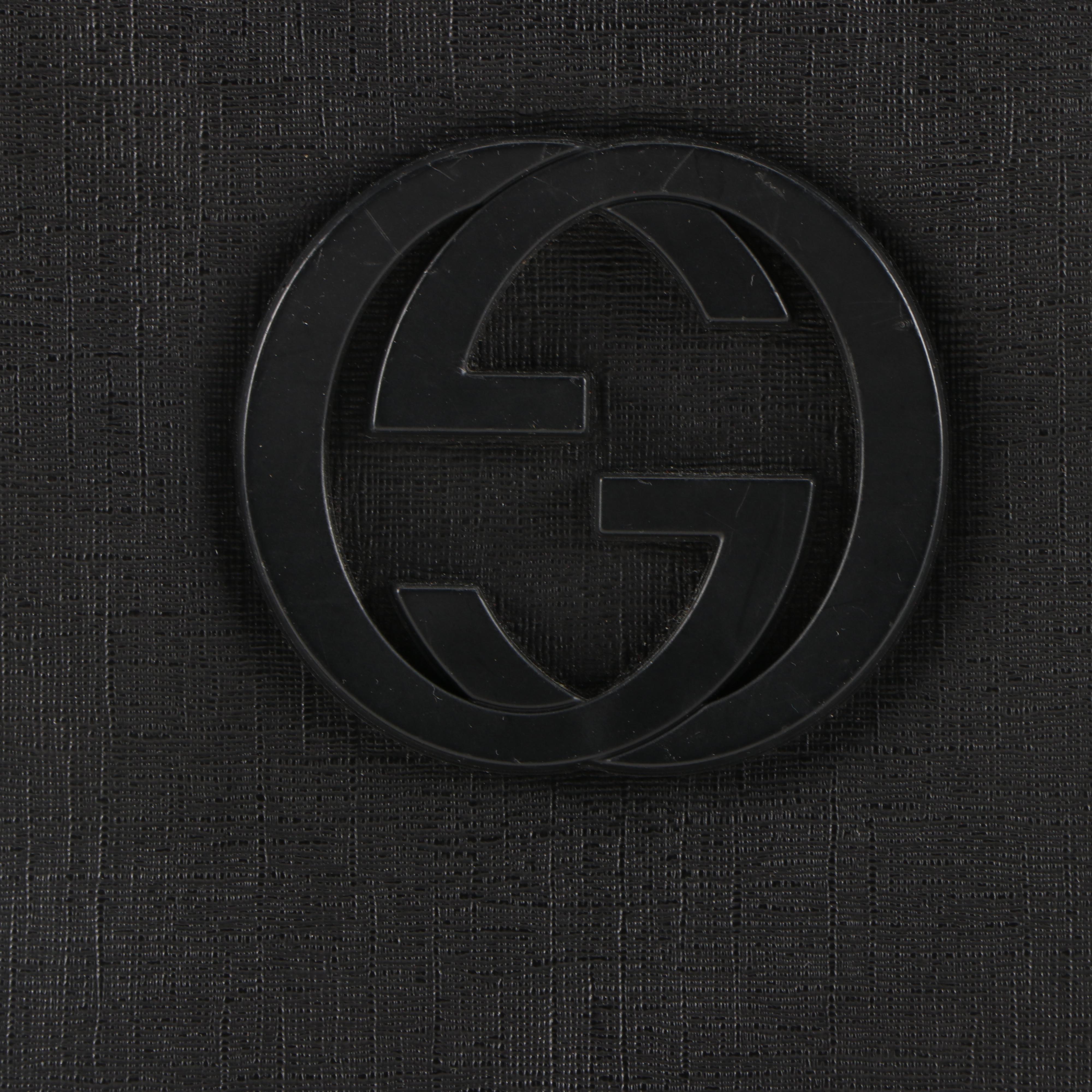 Gucci GG Laptop Bag in Black PVC with Leather Trim