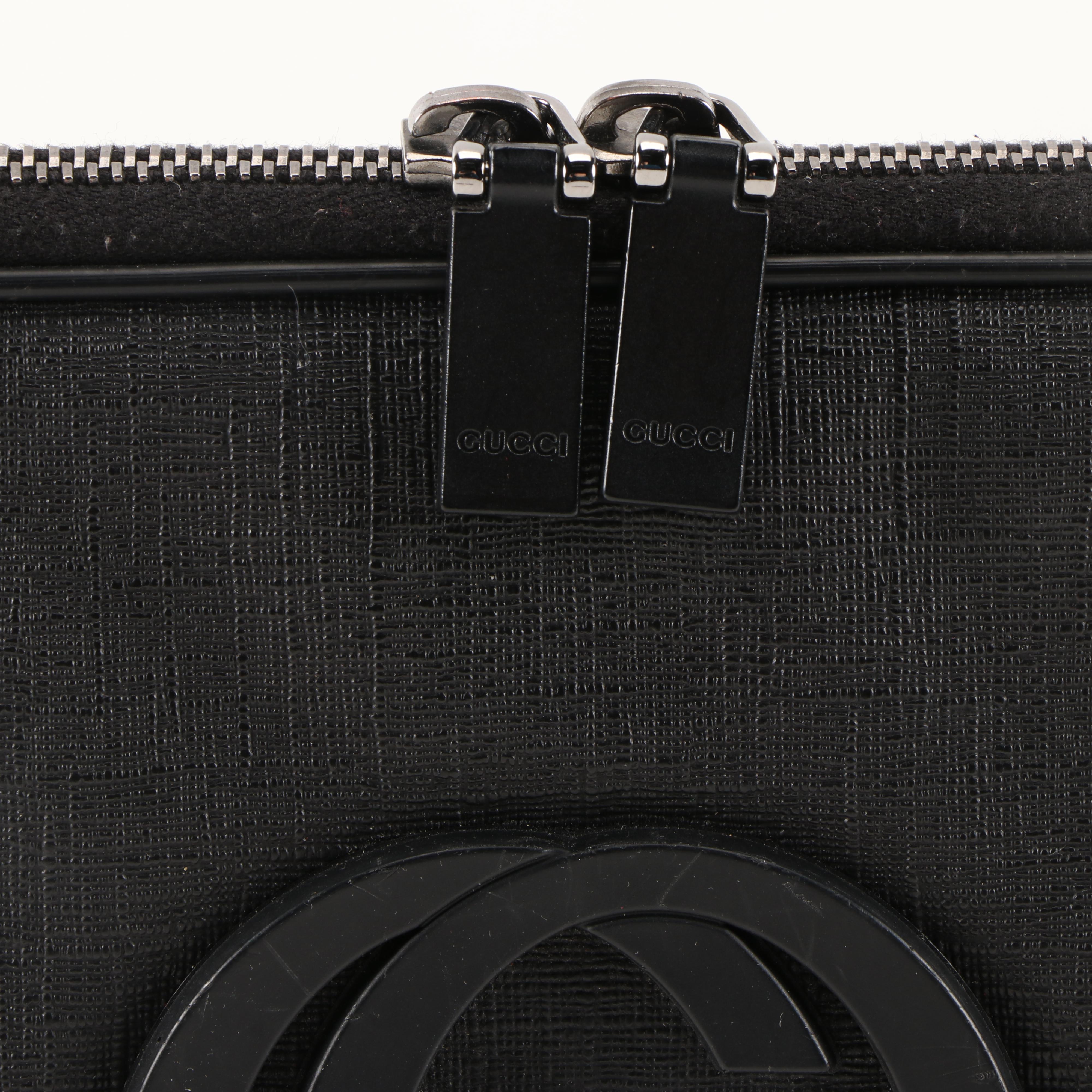 Gucci GG Laptop Bag in Black PVC with Leather Trim