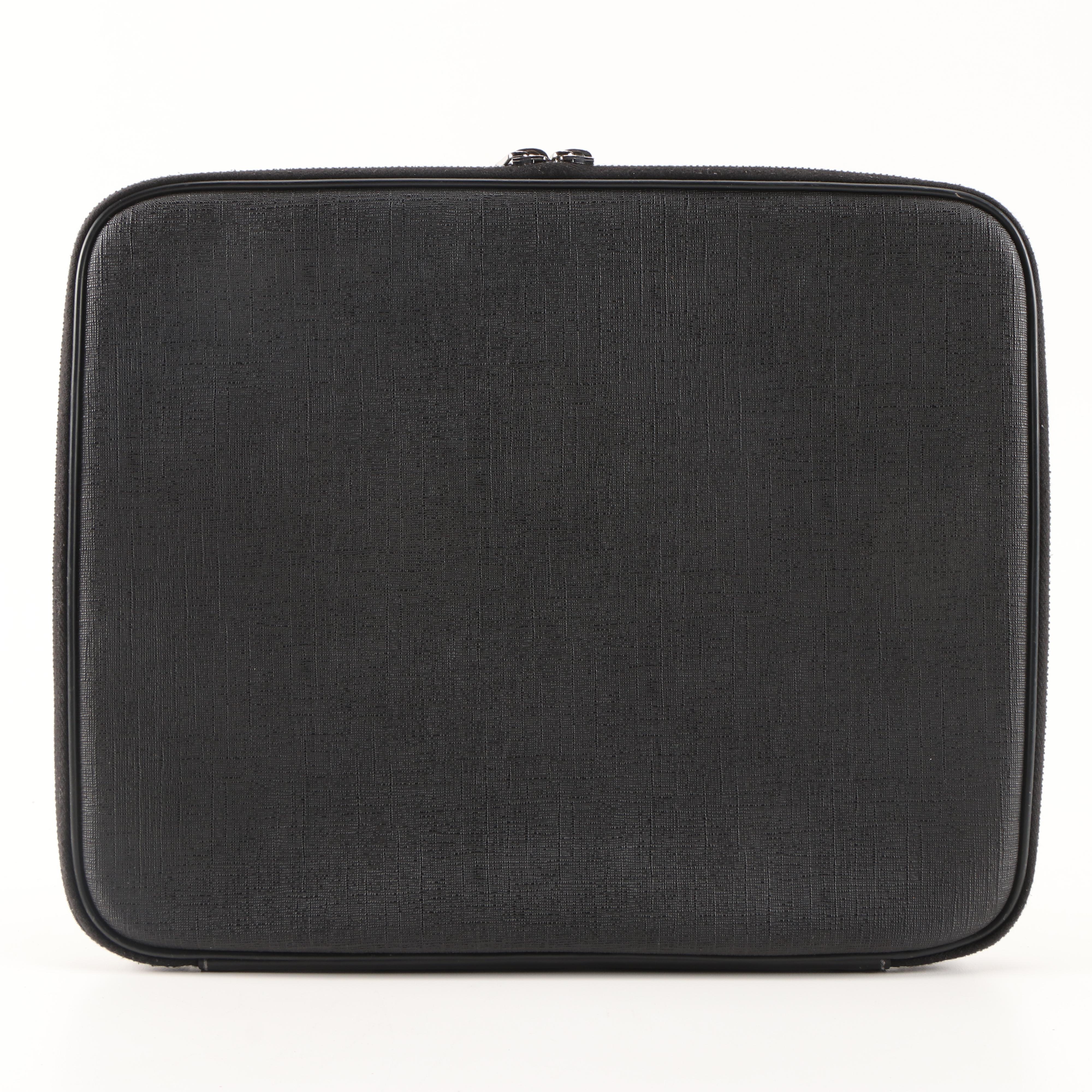 Gucci GG Laptop Bag in Black PVC with Leather Trim