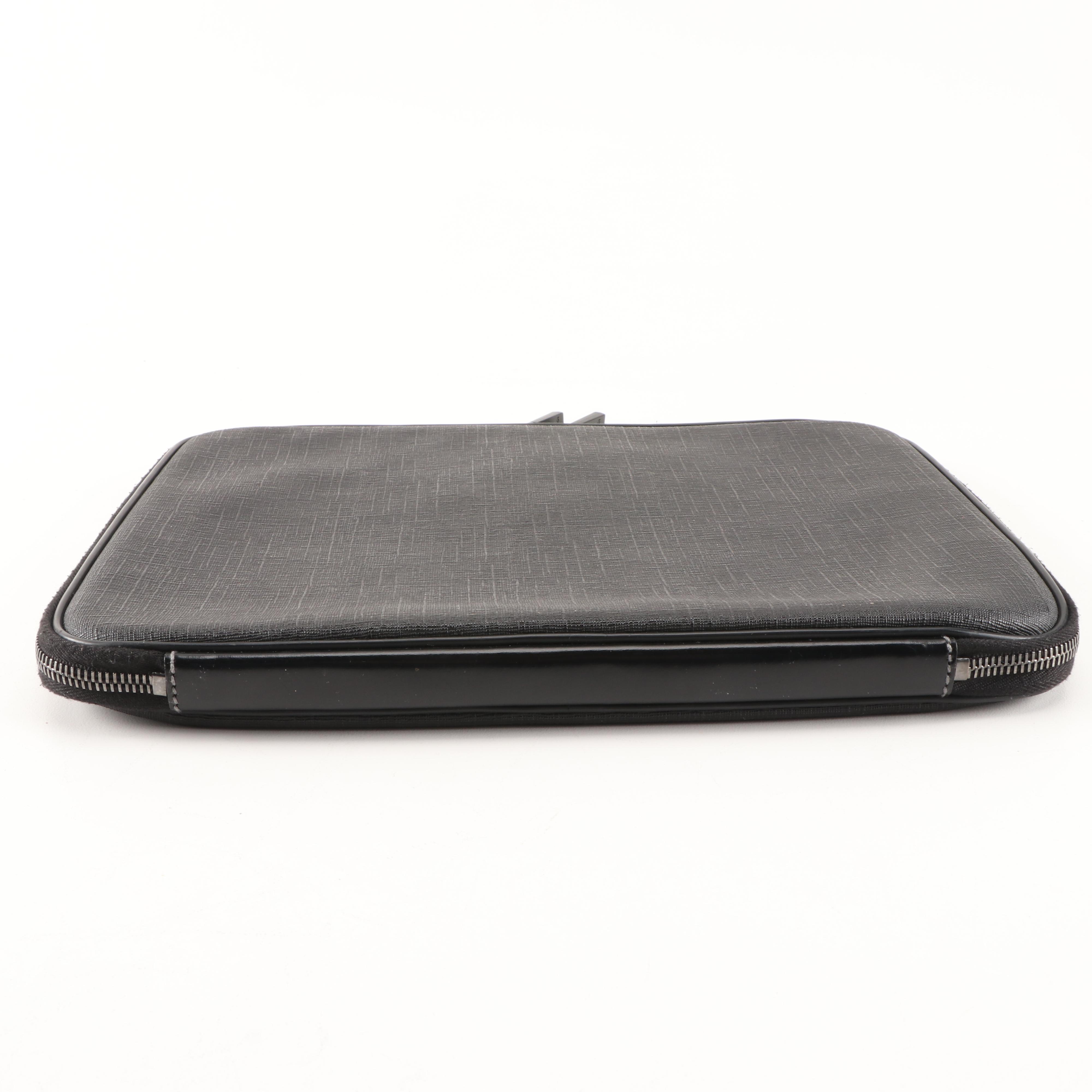 Gucci GG Laptop Bag in Black PVC with Leather Trim