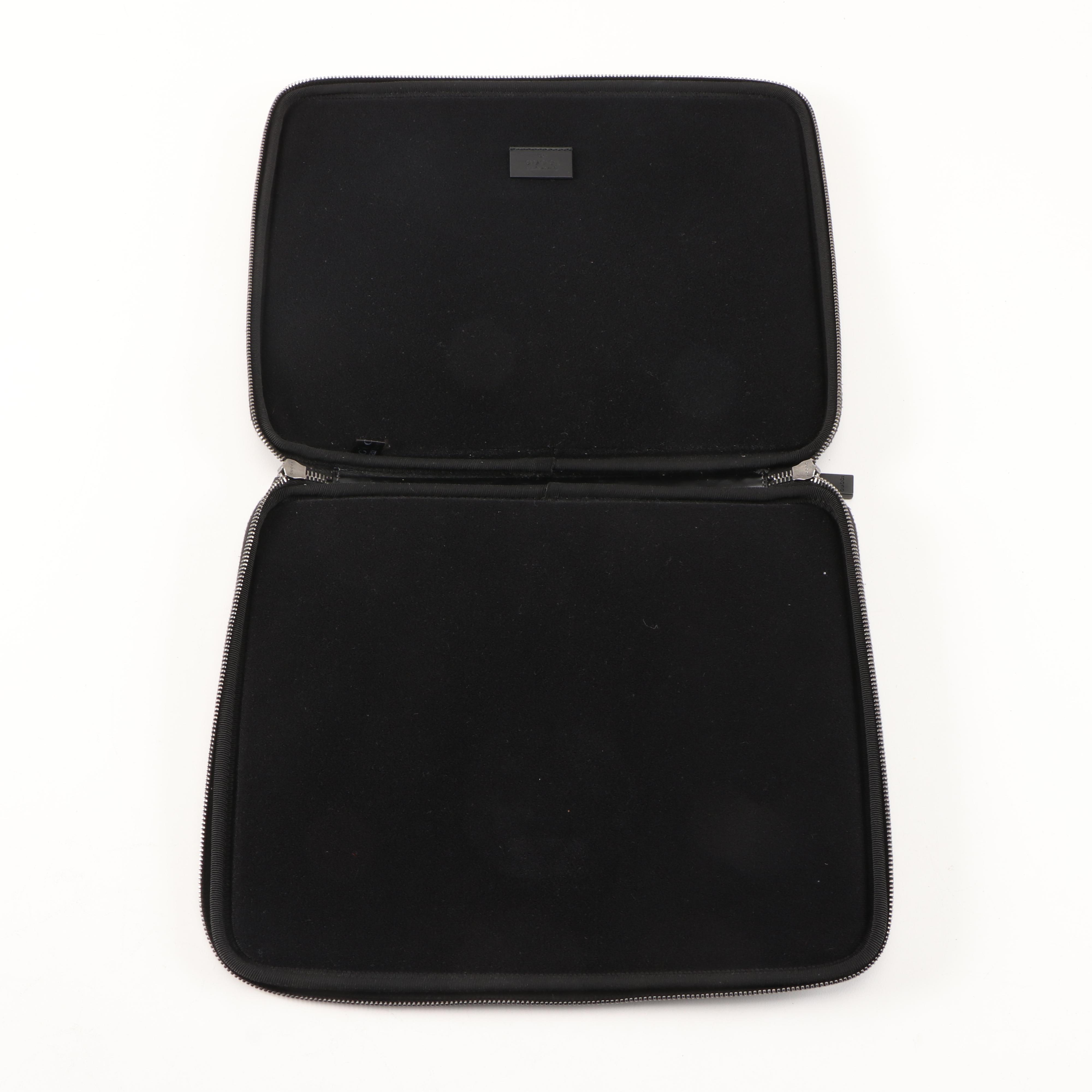 Gucci GG Laptop Bag in Black PVC with Leather Trim