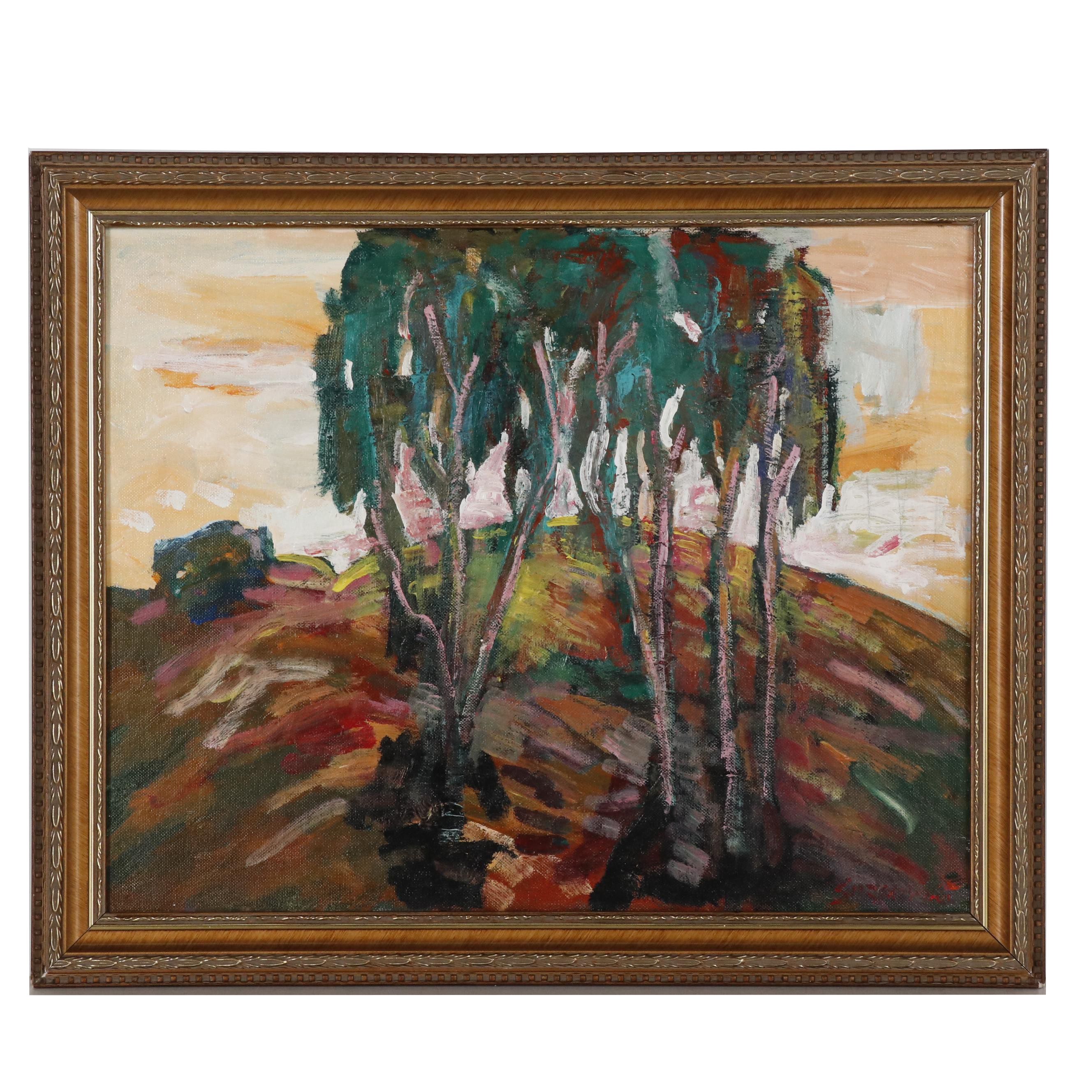 Juan Guzman-Maldonado Abstract Landscape Oil Painting "Ojai"