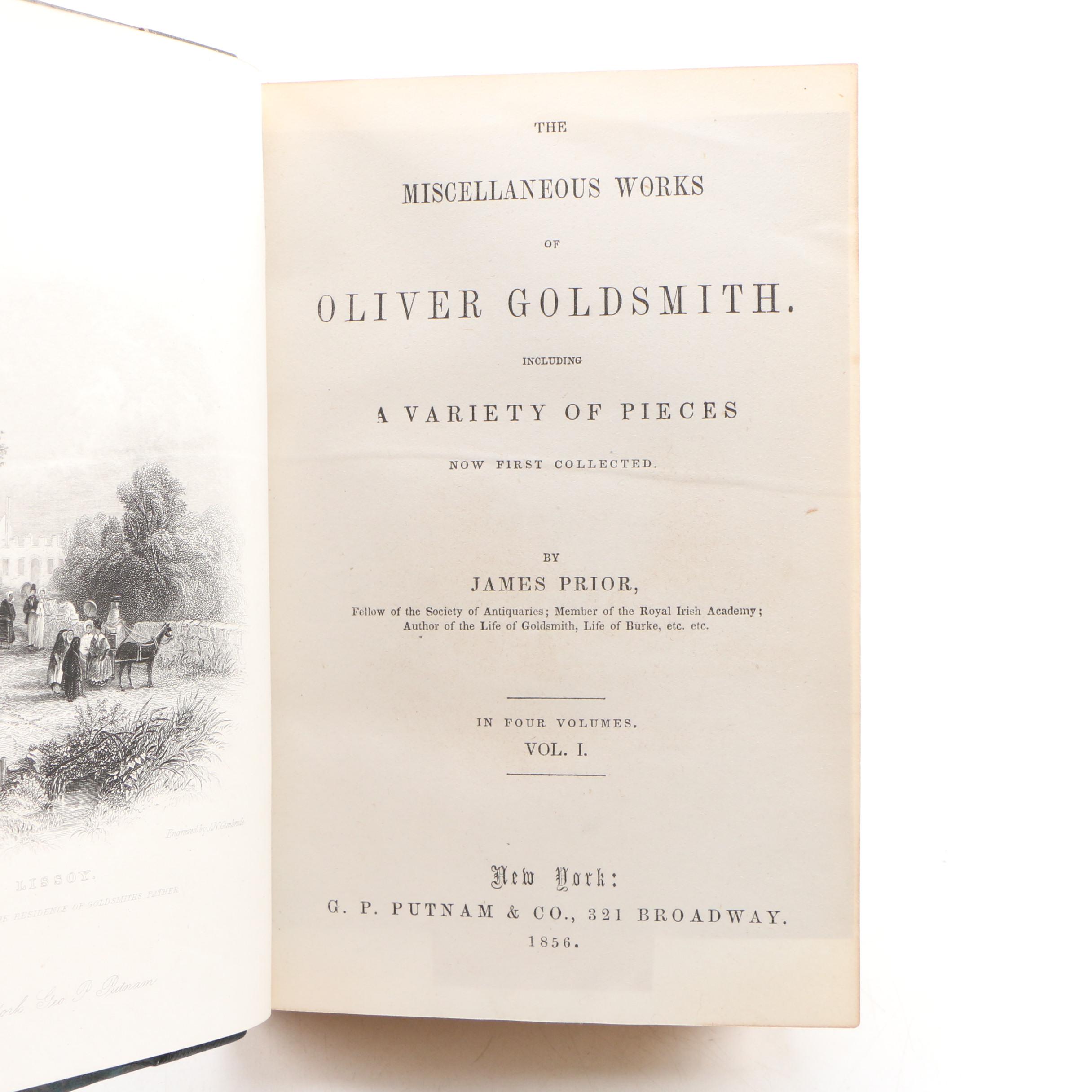 1856 "The Miscellaneous Works of Oliver Goldsmith", Four-Volume Set