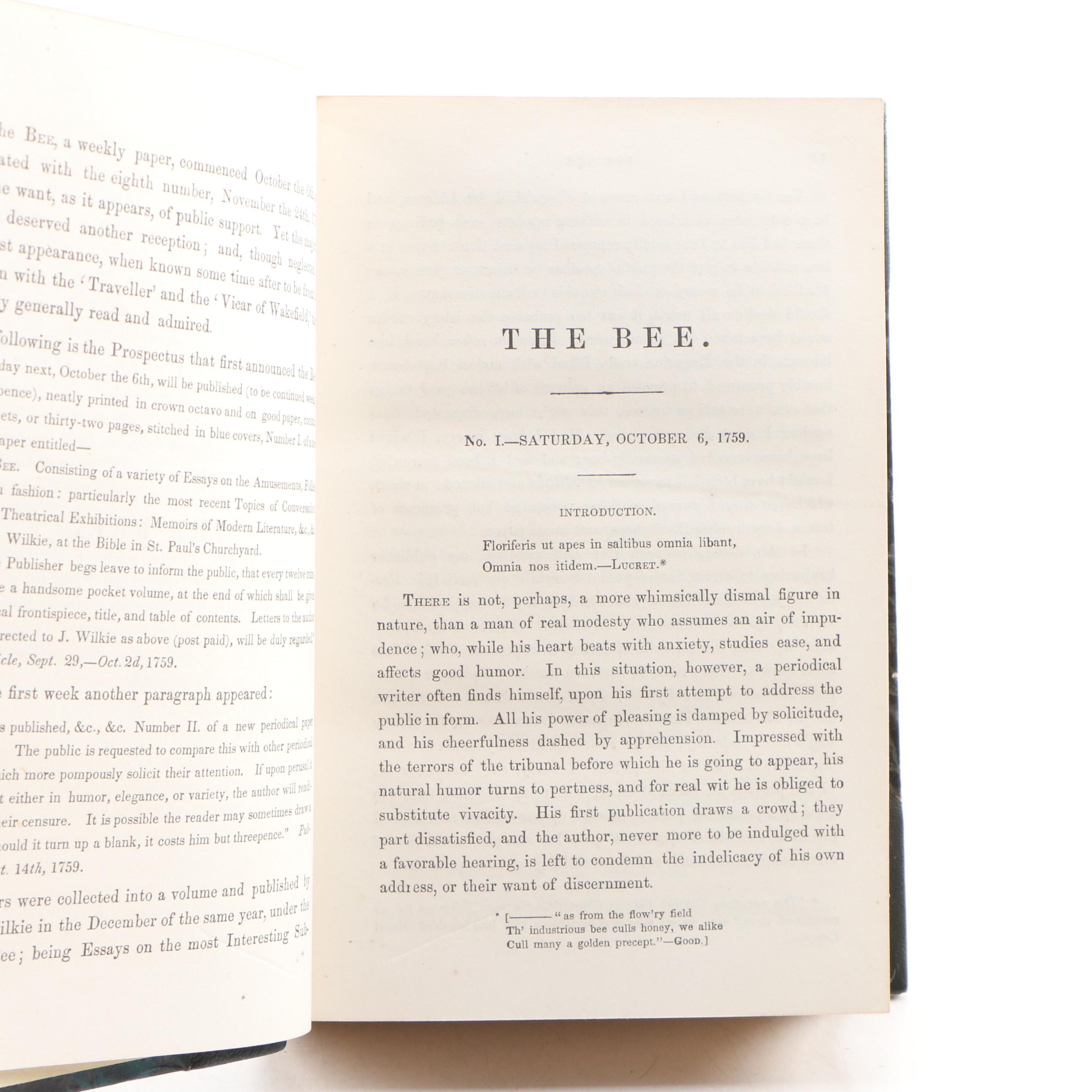 1856 "The Miscellaneous Works of Oliver Goldsmith", Four-Volume Set