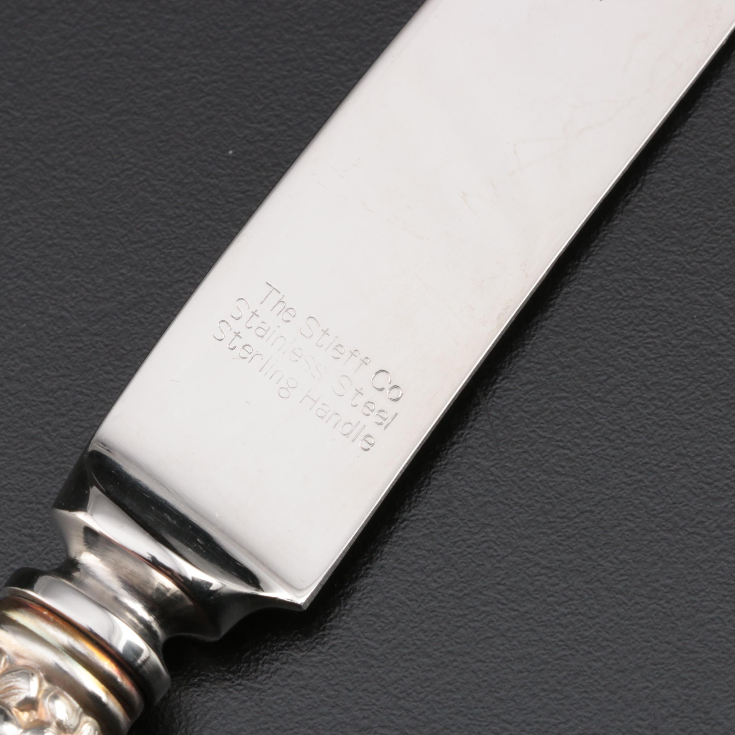 Stieff "Stieff Rose" Sterling-Handled Carving Set with Dinner Knives