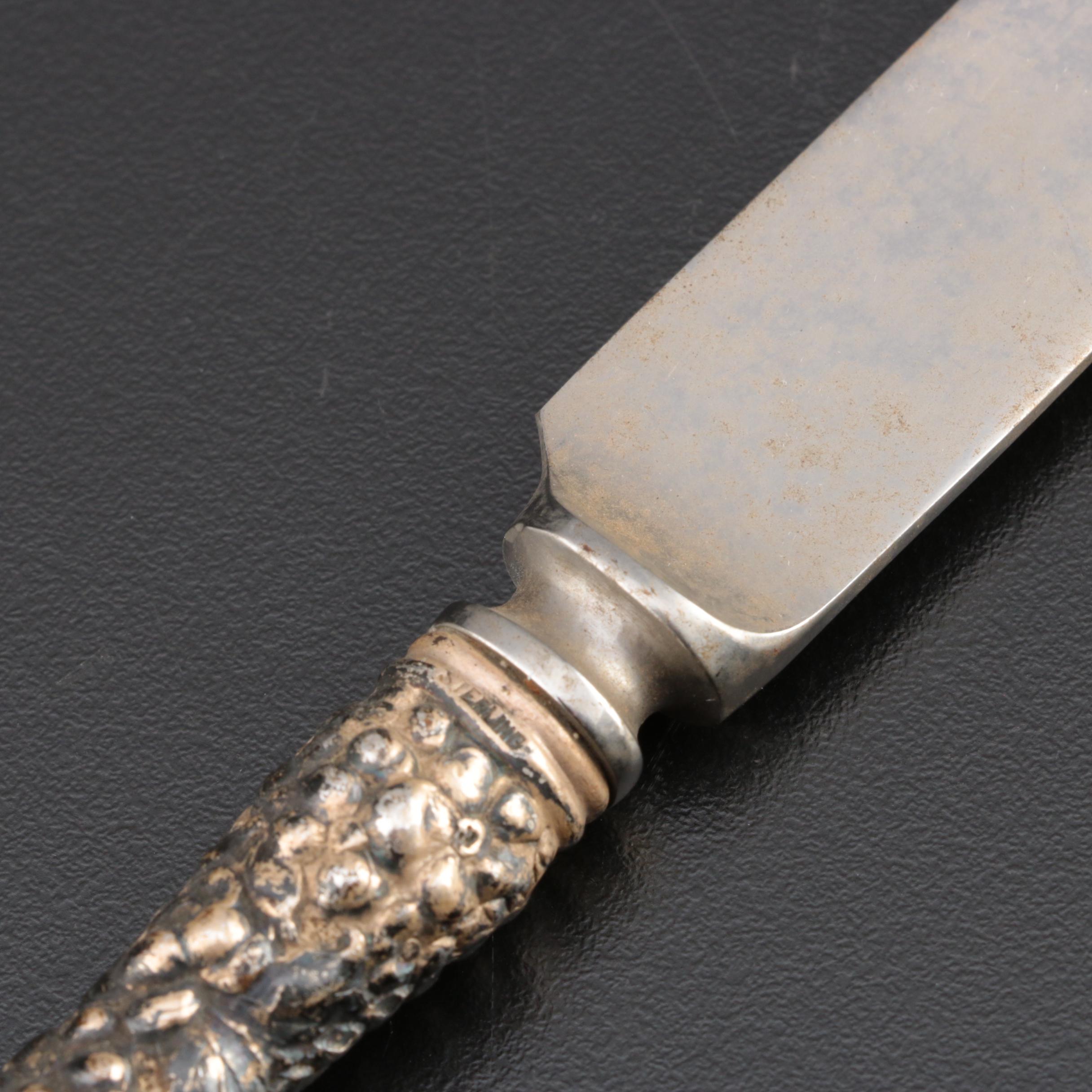 Stieff "Stieff Rose" Sterling-Handled Carving Set with Dinner Knives