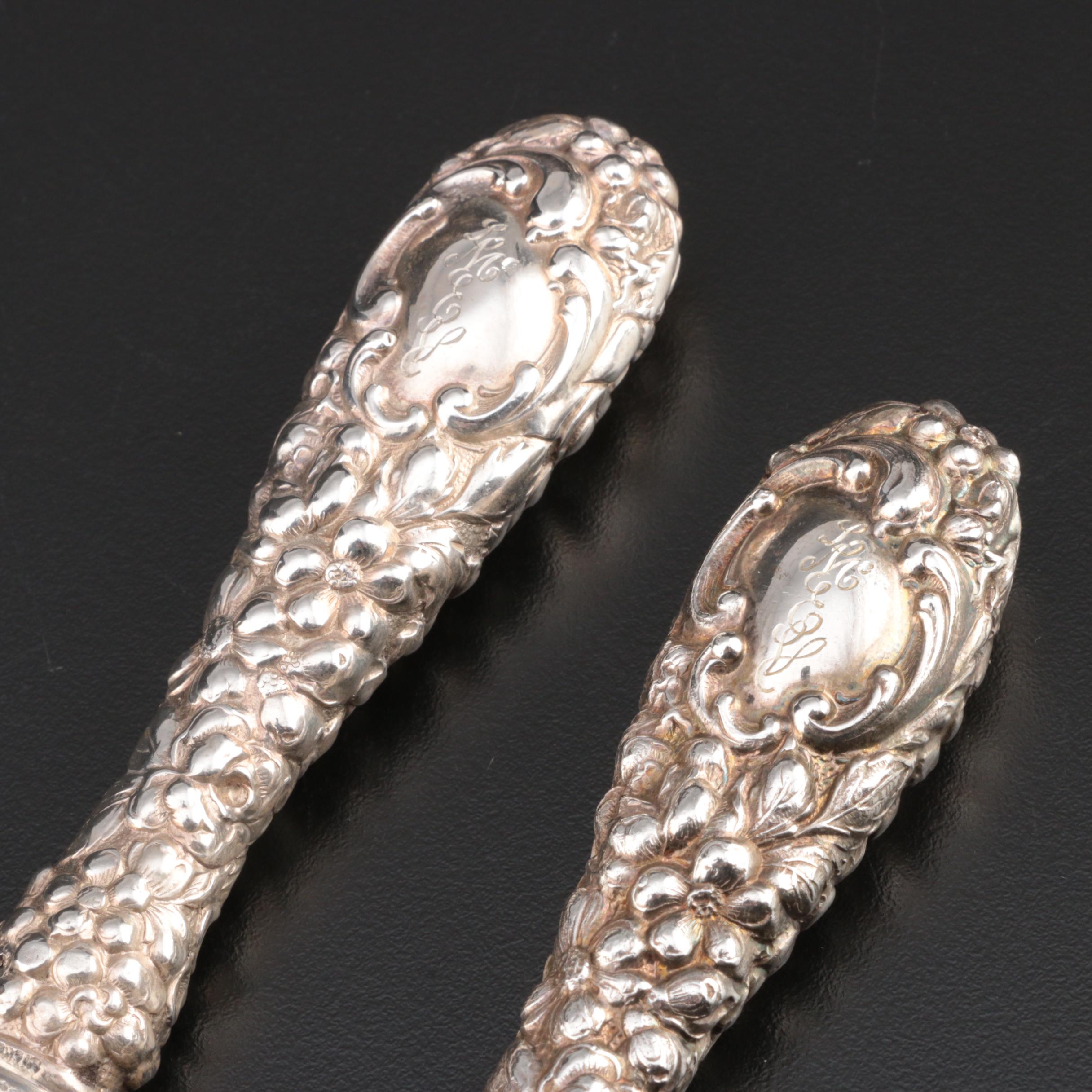 Stieff "Stieff Rose" Sterling-Handled Carving Set with Dinner Knives