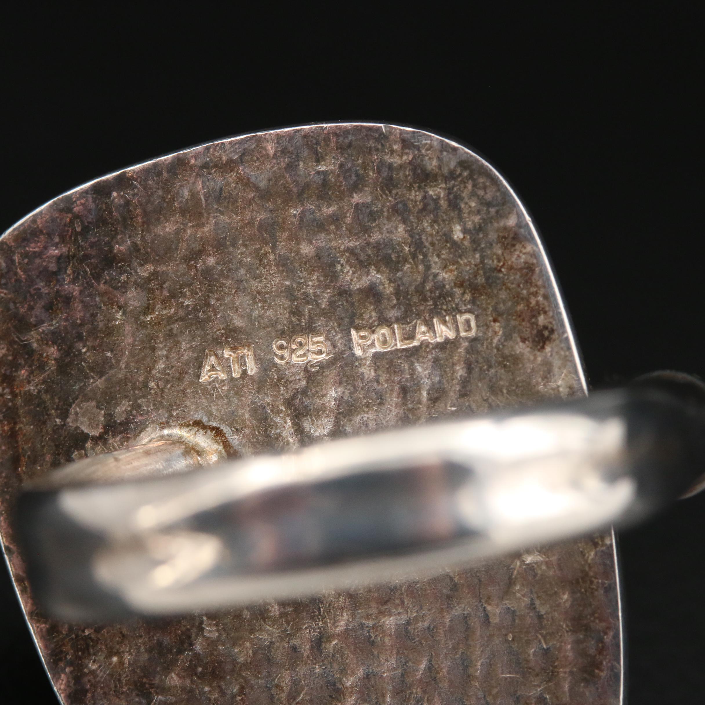 Polish Sterling Amber Ring with Mutton Fat Amber Accent