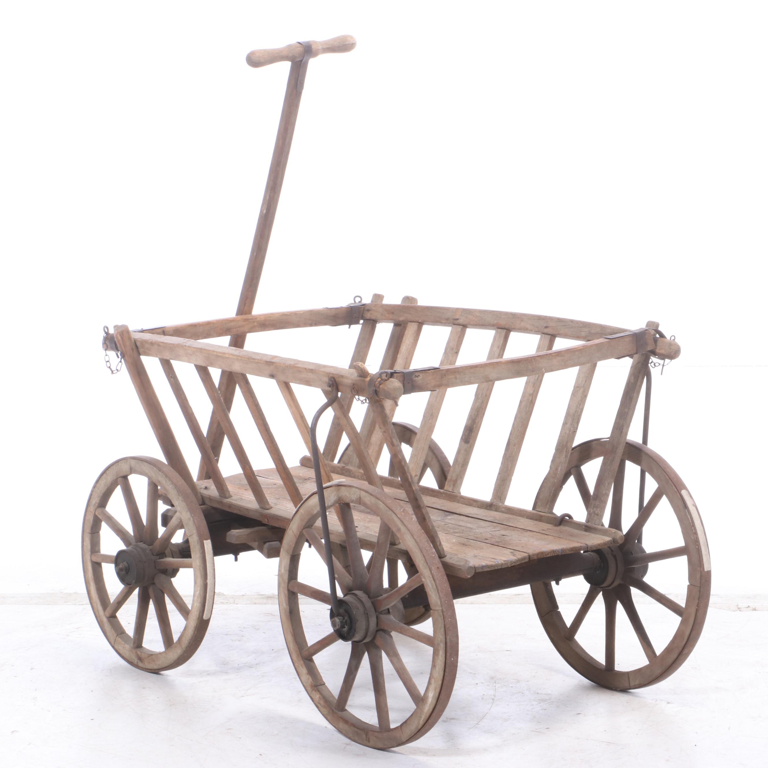 European Pine Pull Wagon, Early 20th Century