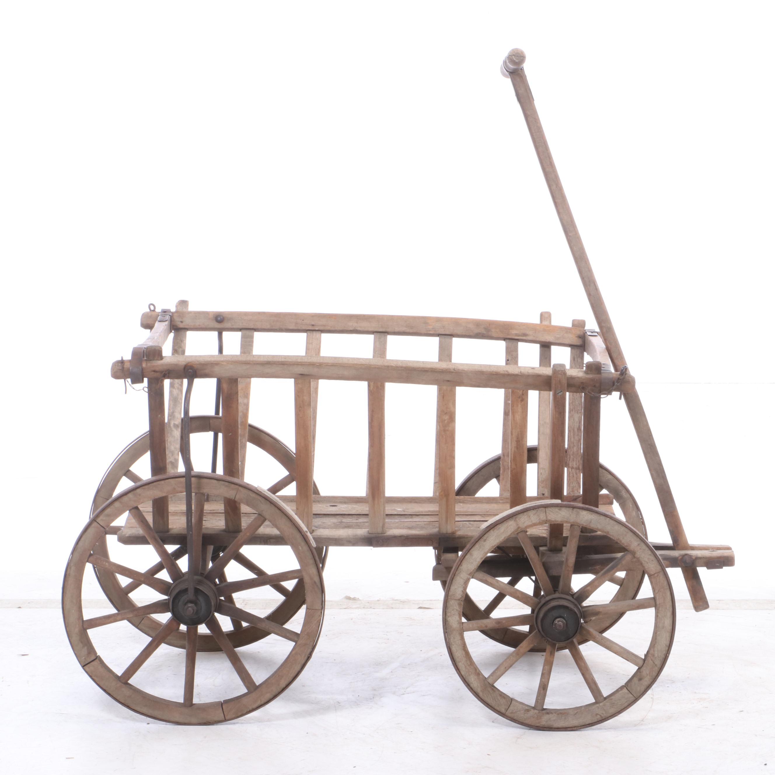 European Pine Pull Wagon, Early 20th Century
