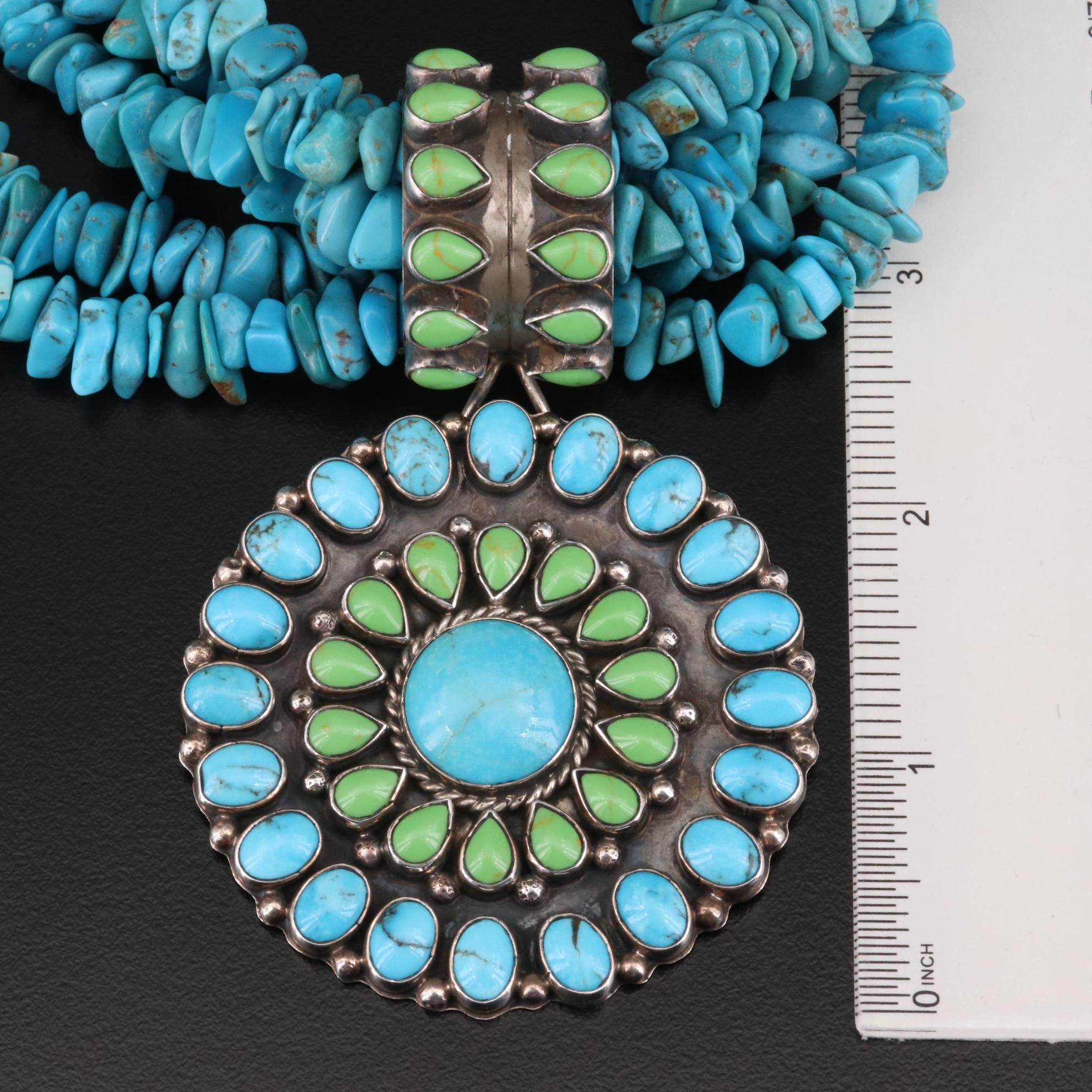 Kee C. Cook Navajo Diné for Rocki Gorman Sterling Turquoise Necklace