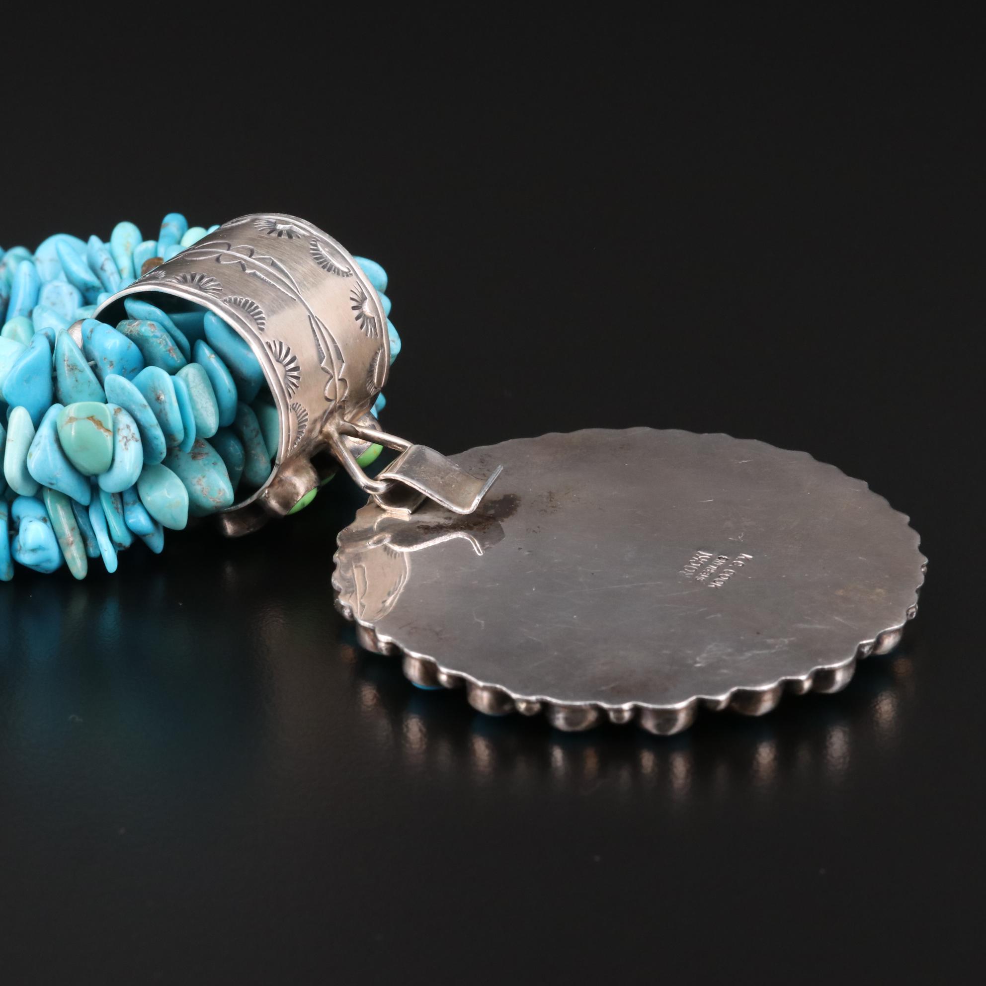 Kee C. Cook Navajo Diné for Rocki Gorman Sterling Turquoise Necklace