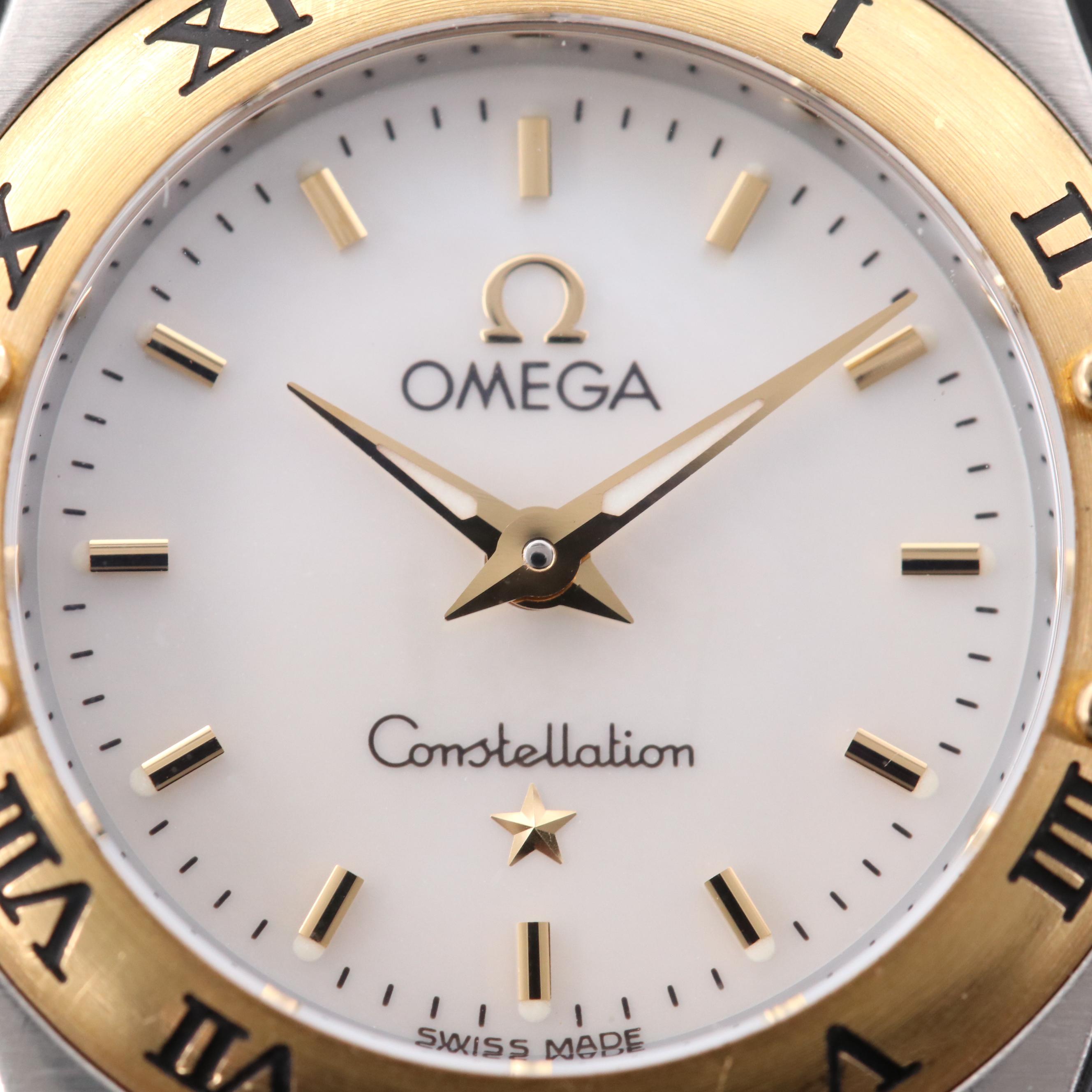 Omega Constellation 18K Gold and Stainless Steel Watch With Mother of Pearl Dial
