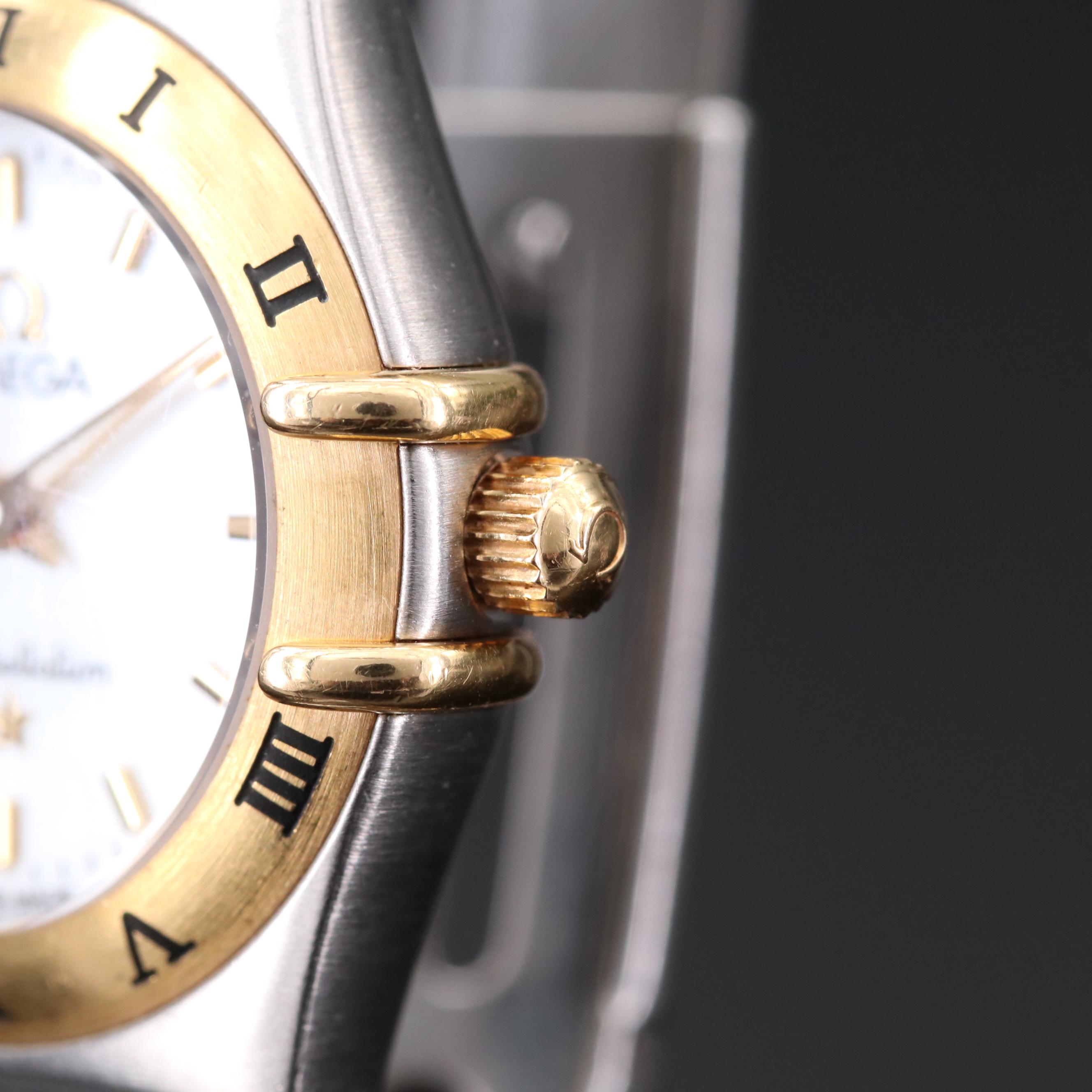 Omega Constellation 18K Gold and Stainless Steel Watch With Mother of Pearl Dial