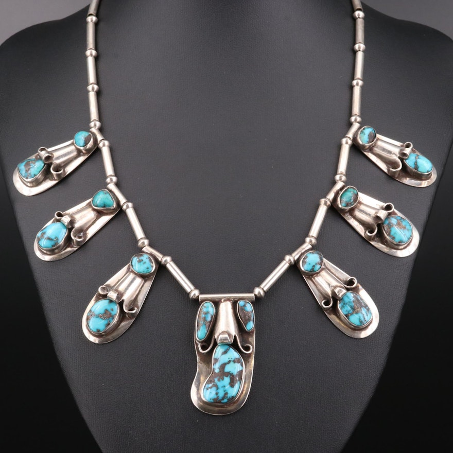 Mark Chee Navajo Diné Sterling Silver Turquoise Necklace
