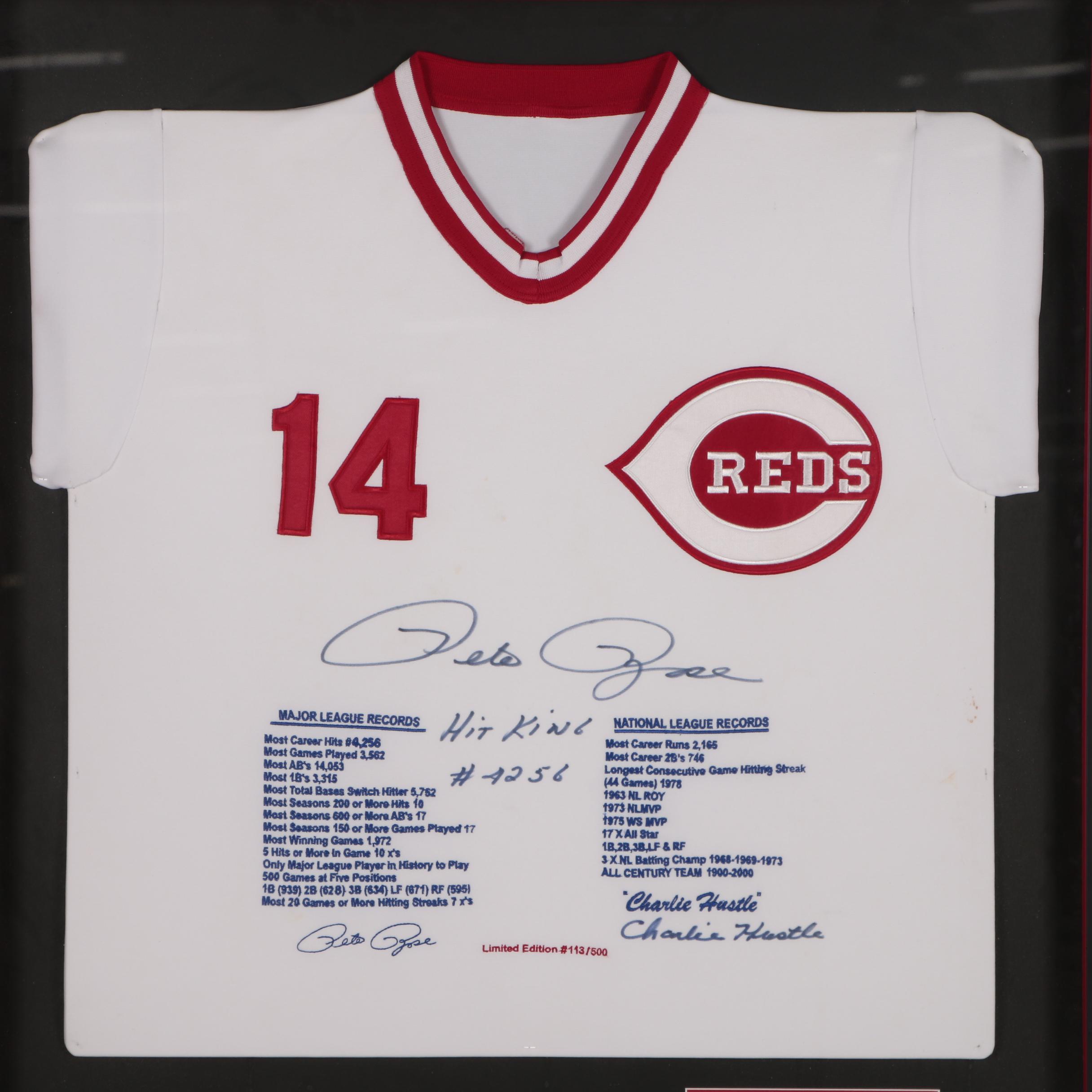 Pete Rose Signed Limited Edition "Statistic" Reds Jersey, Framed