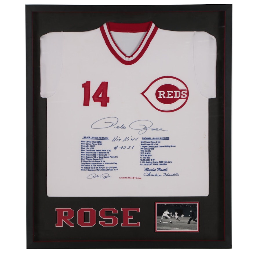 Pete Rose Signed Limited Edition "Statistic" Reds Jersey, Framed