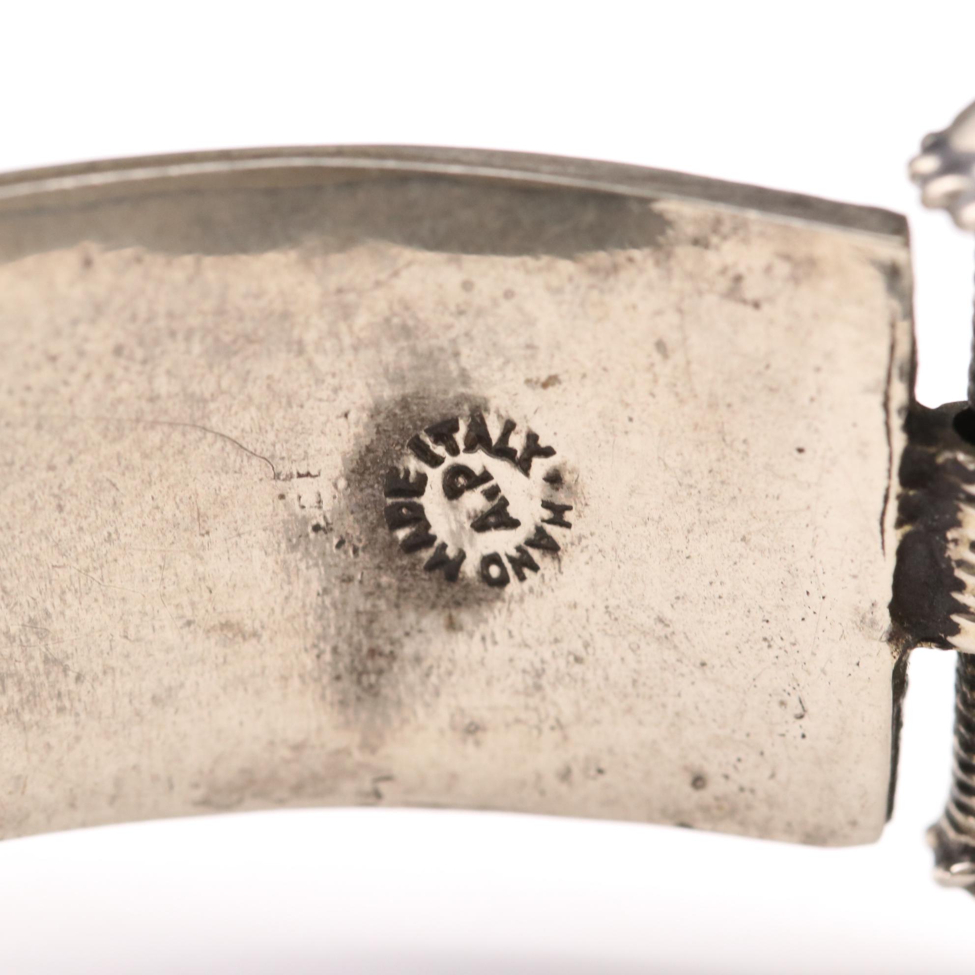 Italian Sterling Silver Serpentine and Lapis Lazuli Bracelets