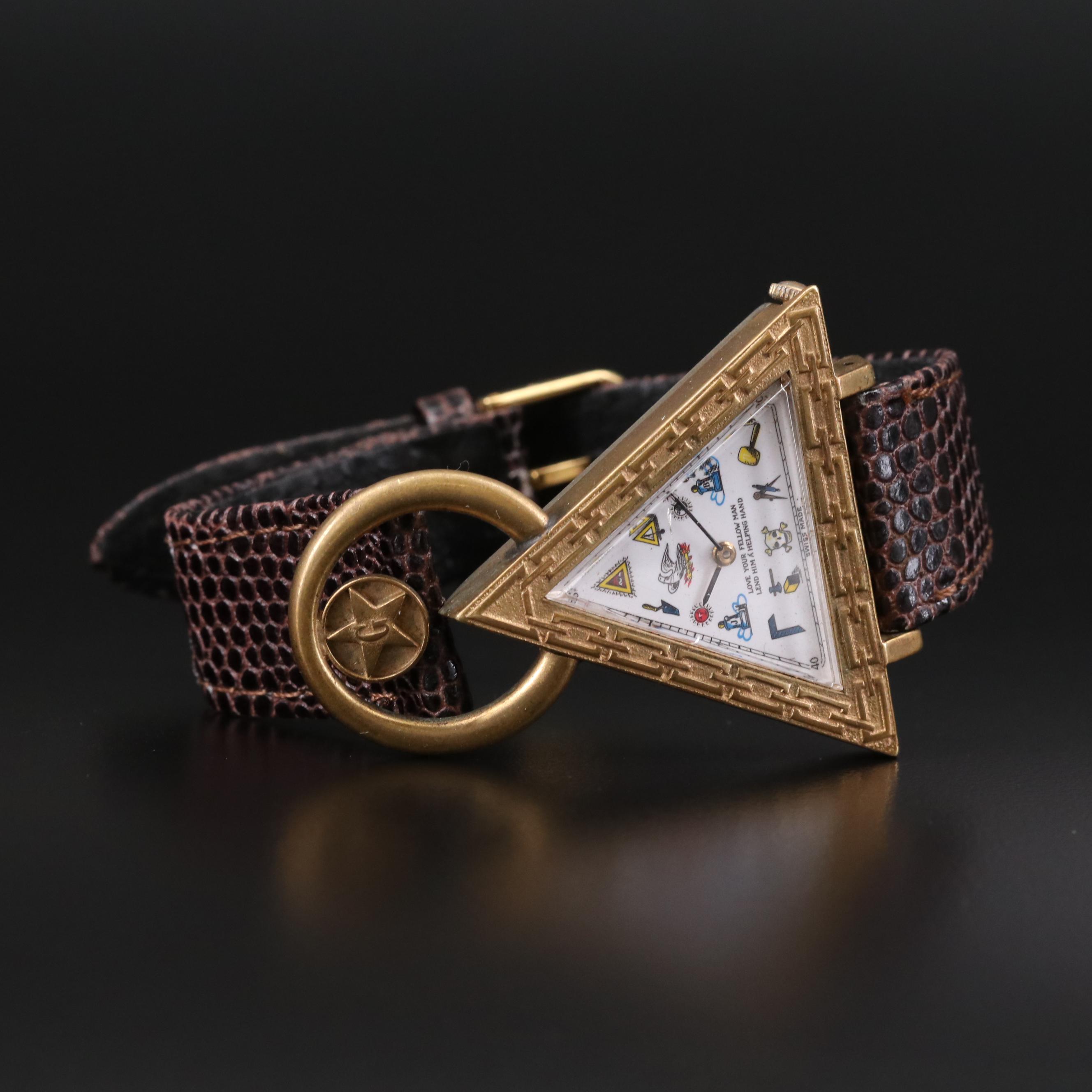 Masonic Triangular Shaped Swiss Automatic Watch