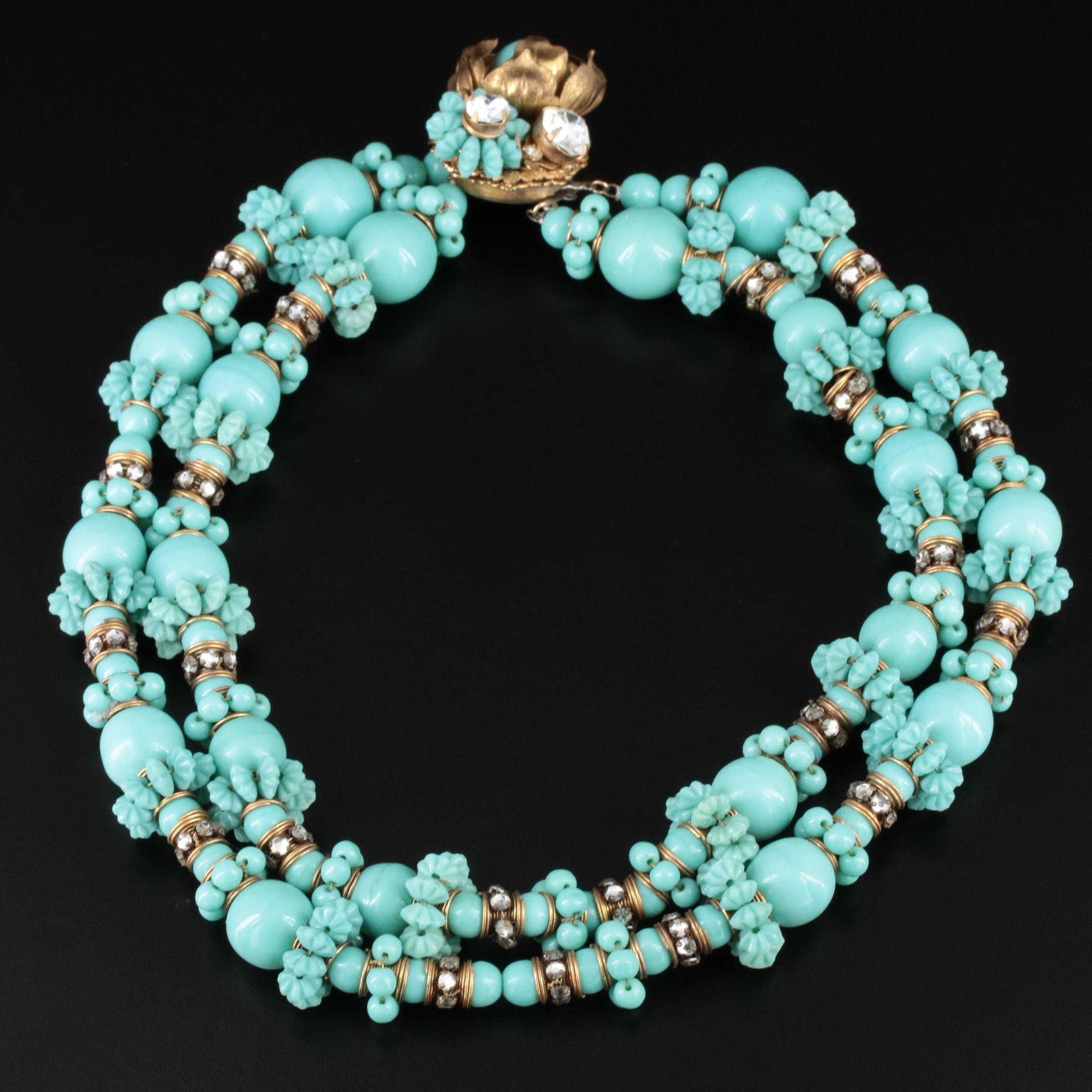 1950s Frank Hess for Miriam Haskell Glass Necklace
