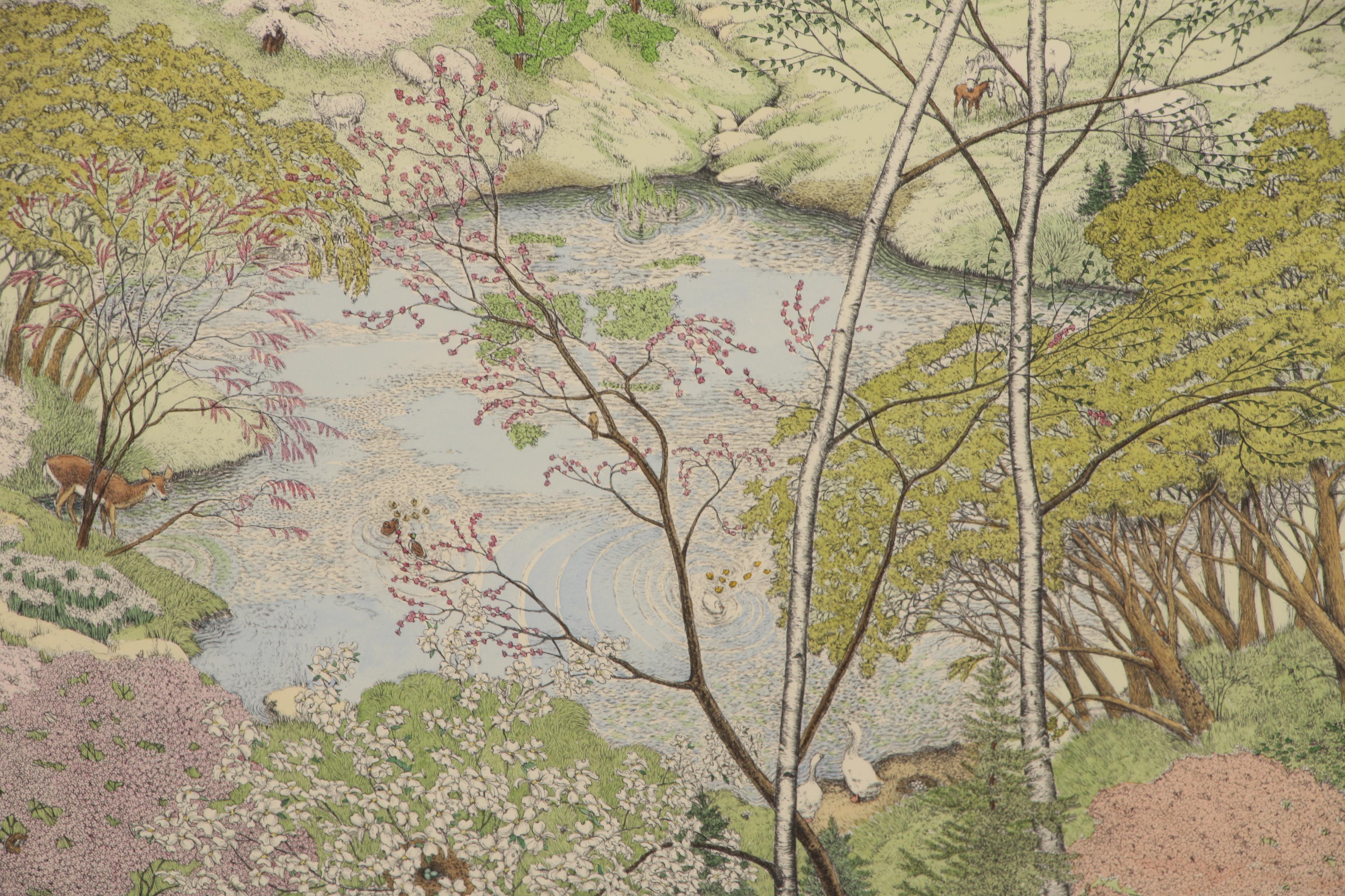 Susan Hunt-Wulkowicz Hand-Colored Lithograph "An Early Spring"