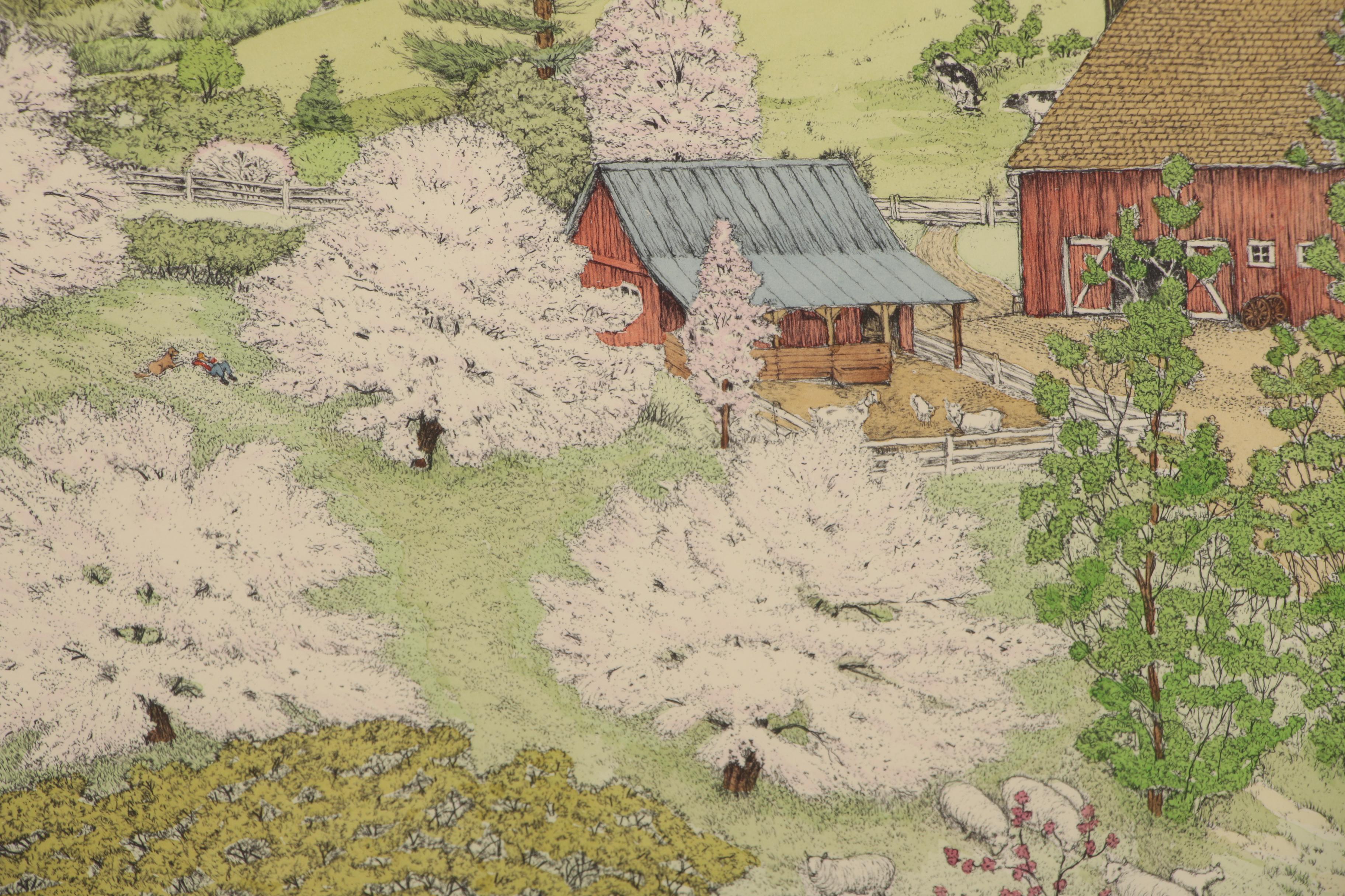 Susan Hunt-Wulkowicz Hand-Colored Lithograph "An Early Spring"