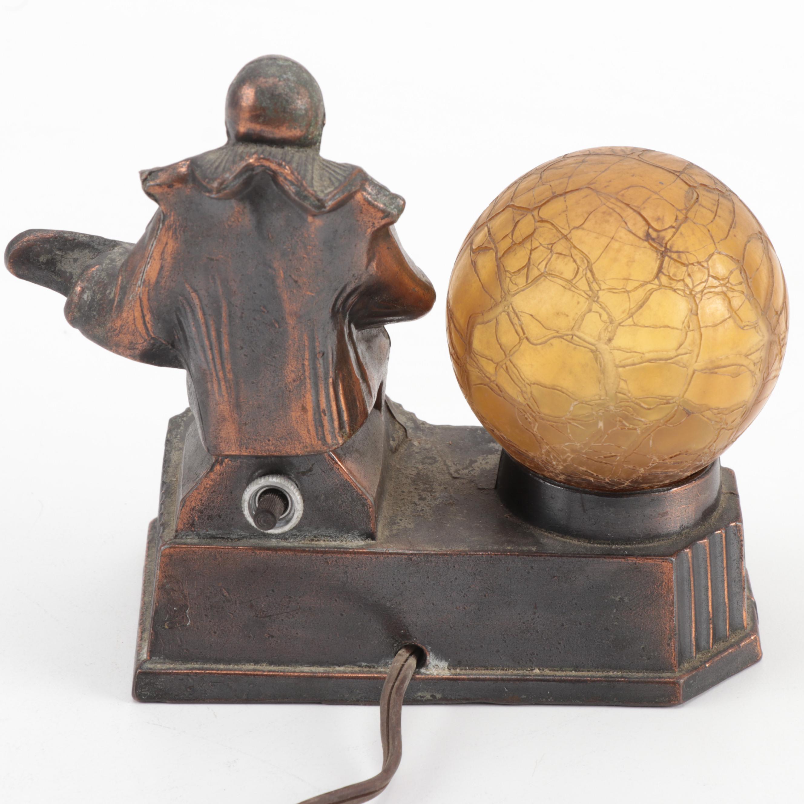 Frankart Nuart Ronson Style Minstrel Clown Guitar Night Light, circa 1930s