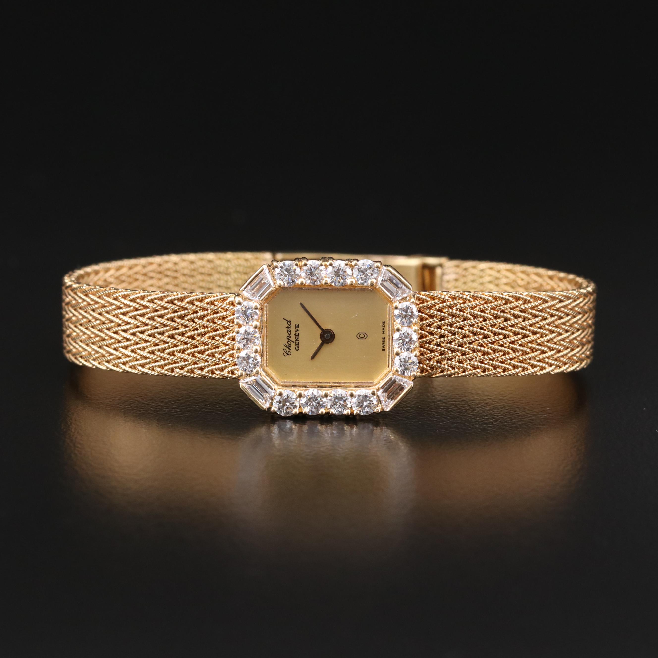 Vintage Chopard 18K Gold 1.00 CTW Diamond Quartz Watch