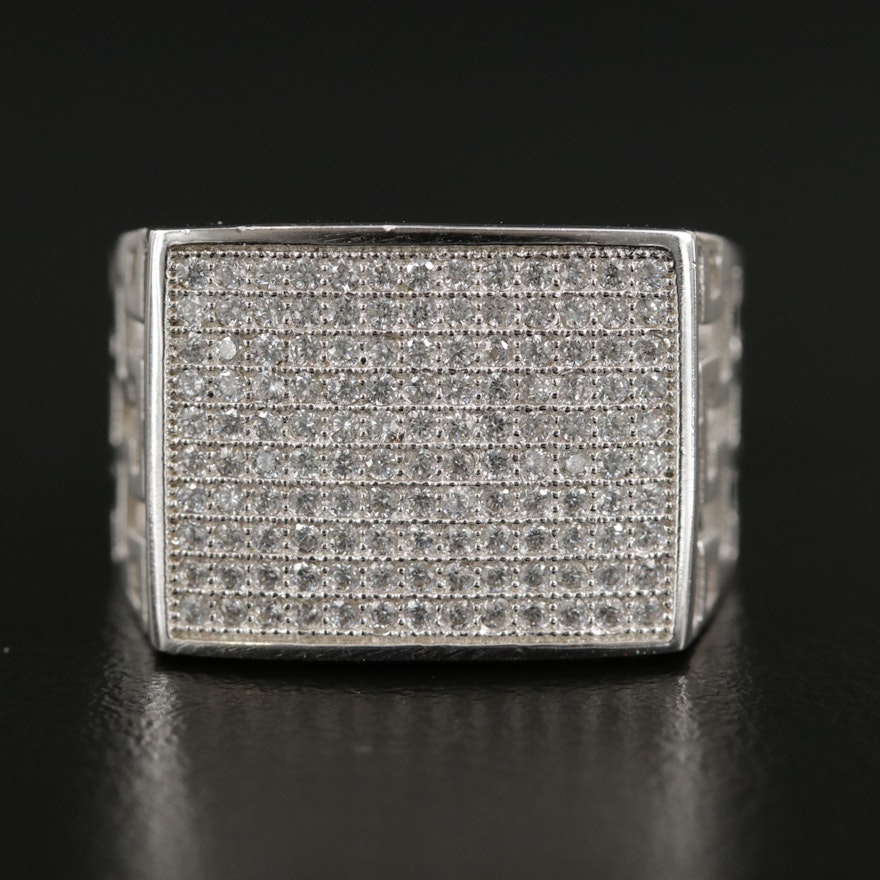 Sterling Silver Pavé Cubic Zirconia Ring