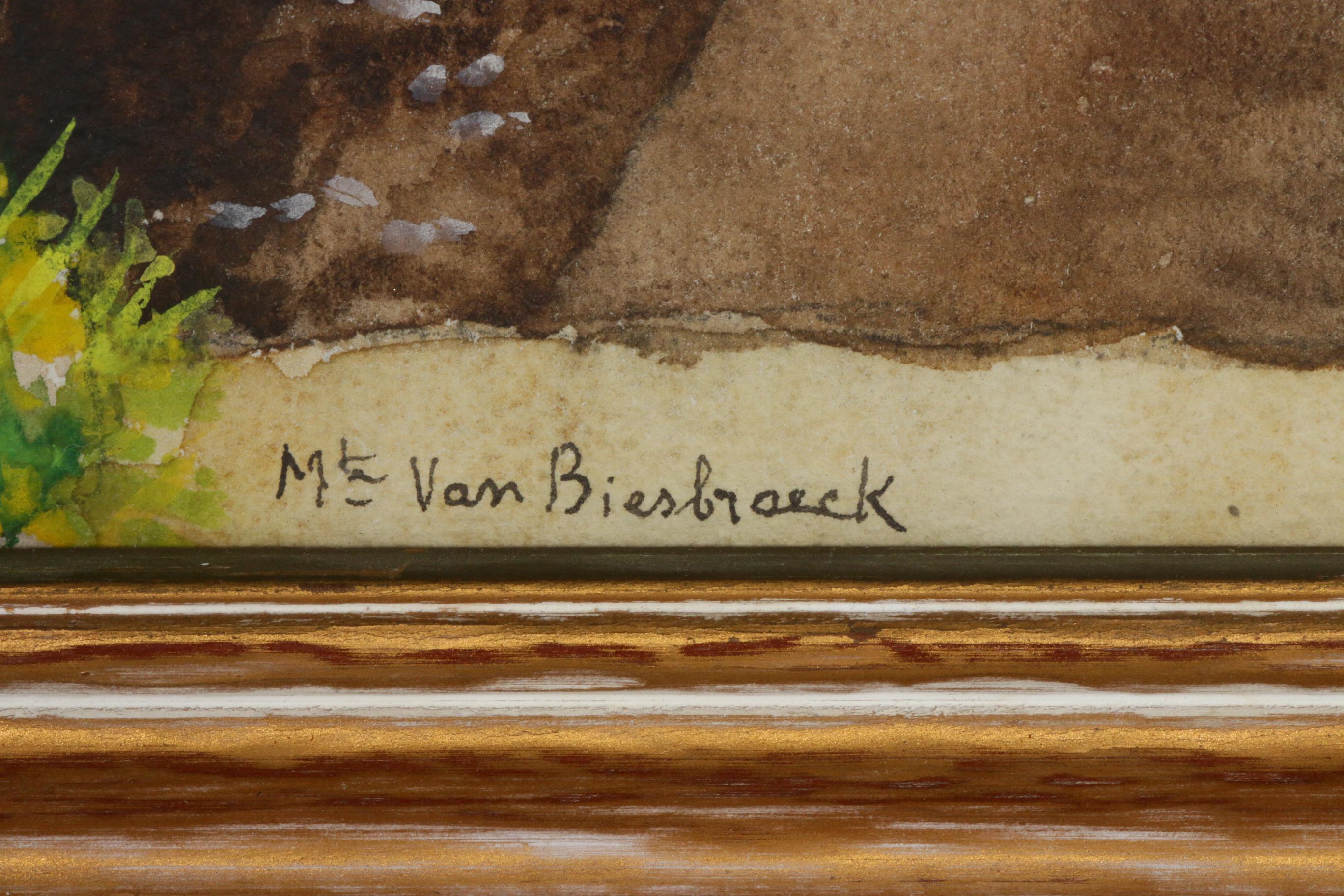 Marguerite Van Biesbroeck Village Scene Watercolor Painting