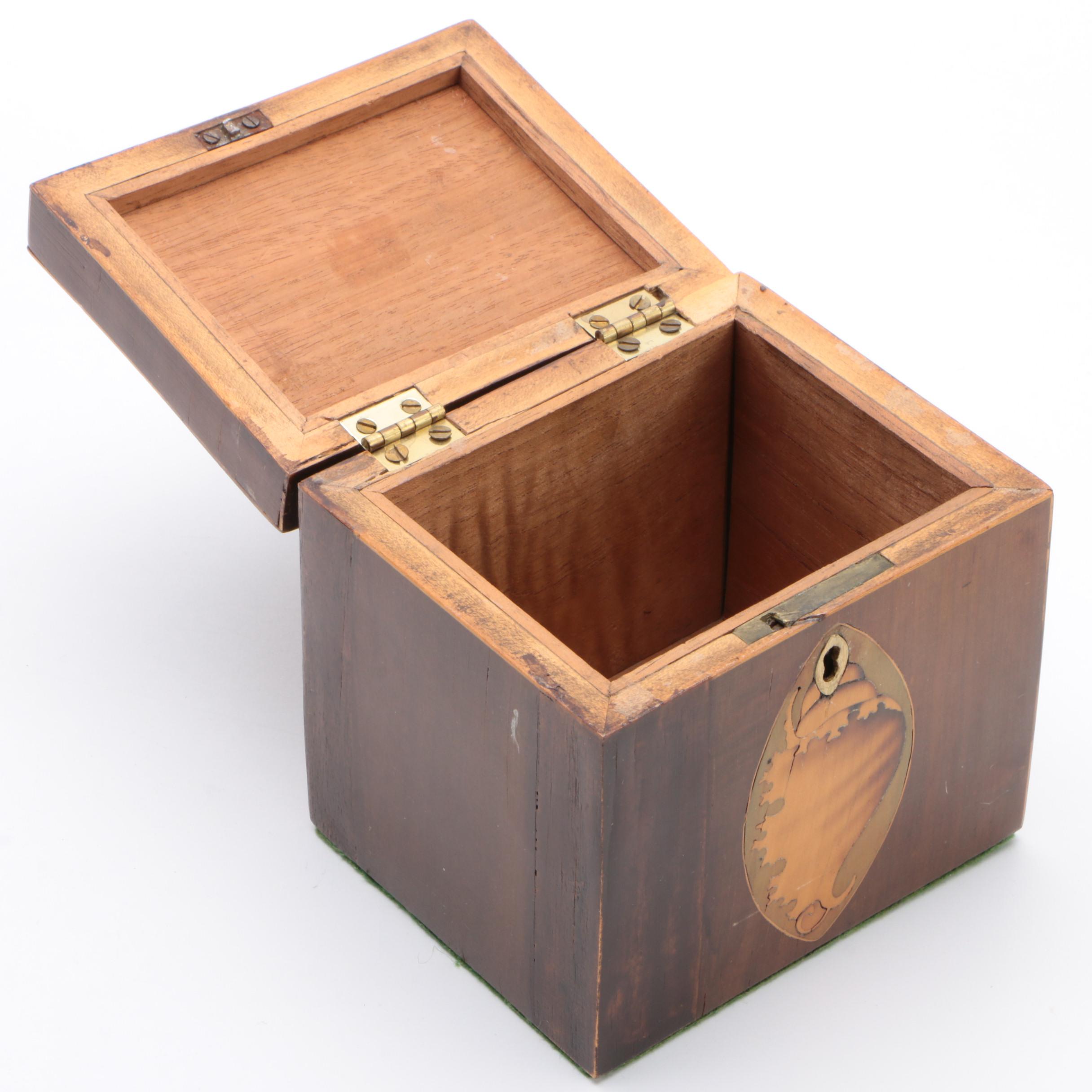 Mahogany Tea Caddy with Shell Inlay, 19th Century