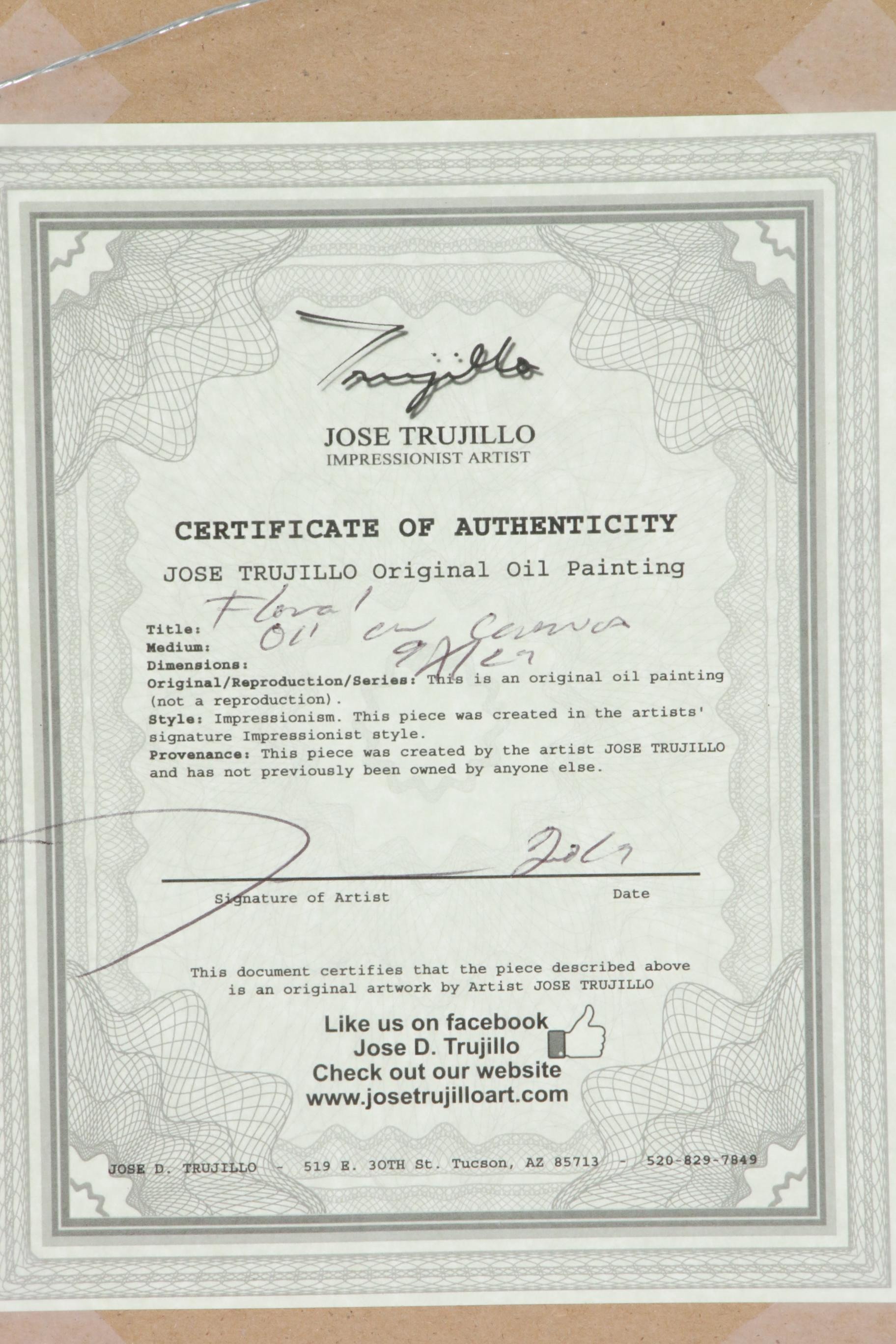 Jose Trujillo Oil Painting "Floral"