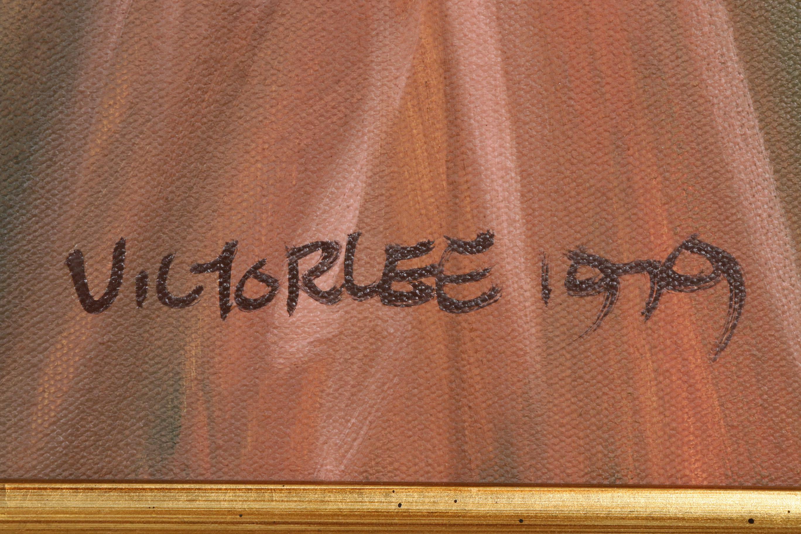 Victor Lee Portrait of Woman Oil Painting, 1979